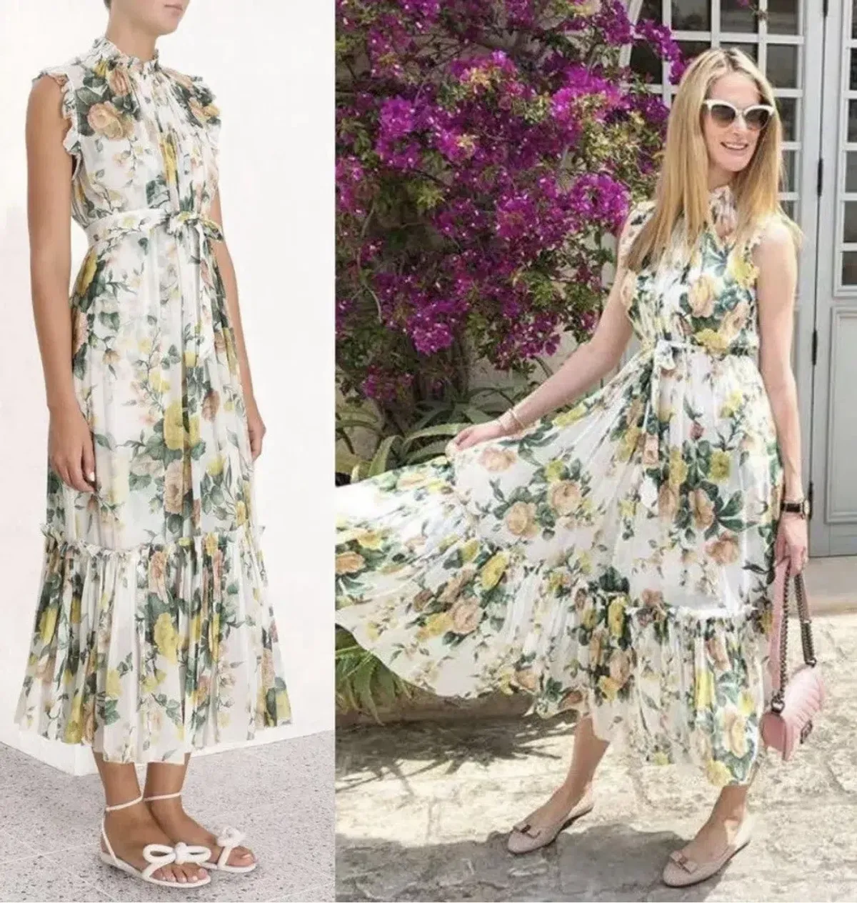 Zimmermann White Green Zippy Print Dress Size 2  (AU10-12) - Image 4