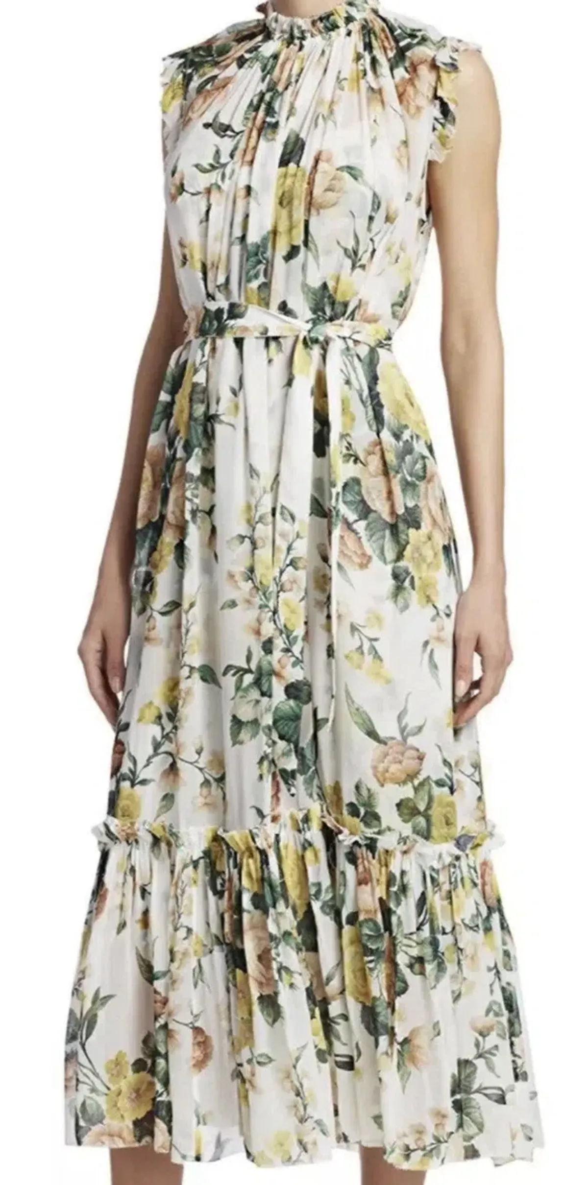 Zimmermann White Green Zippy Print Dress Size 2  (AU10-12) - Image 3