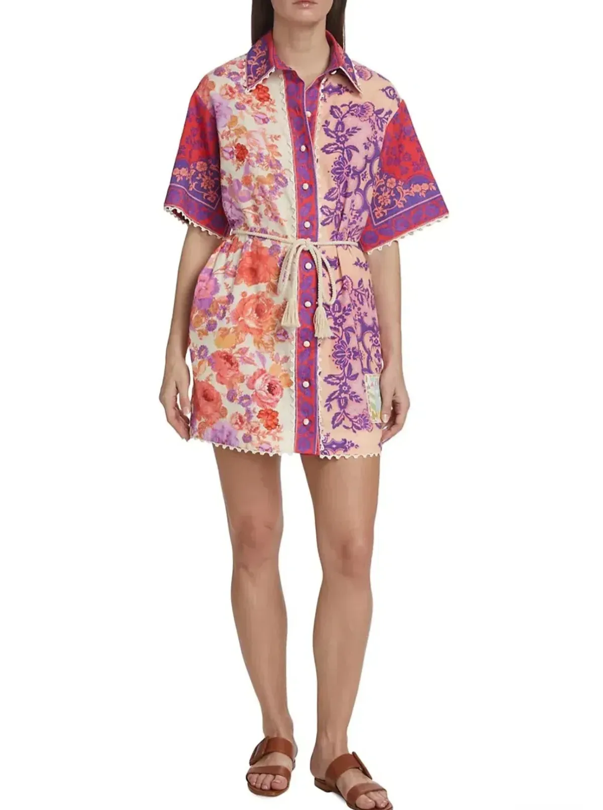 Zimmermann Raie Trimmed Mini Dress in Multi Size 1 AU 10 - Image 1