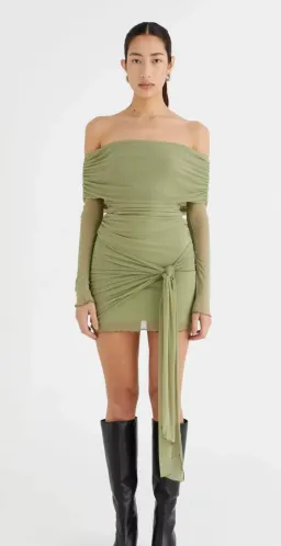 Yasmin Off Shoulder Mini - Pistachio for rent on The Volte - image 1