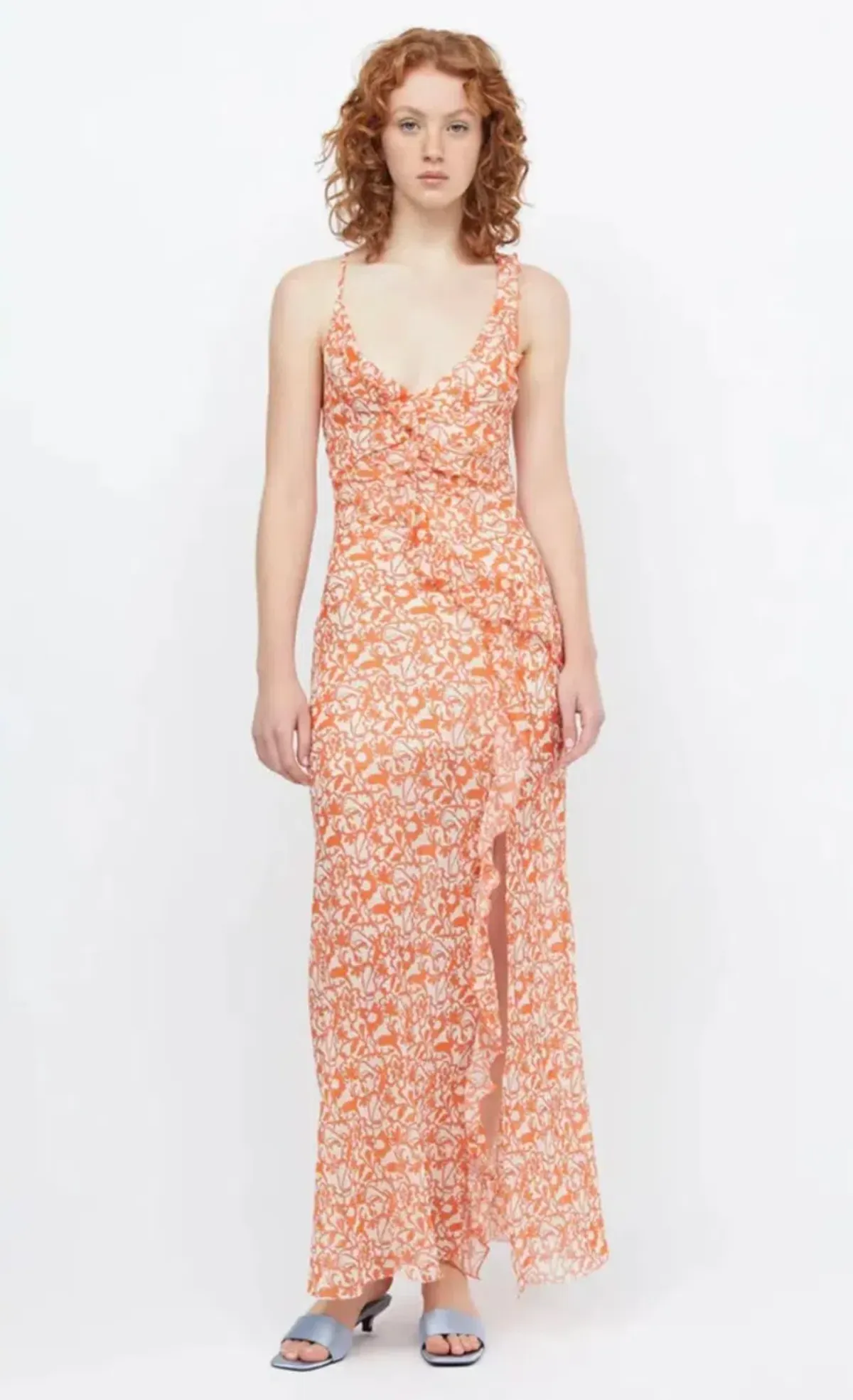 Bec & Bridge Firefly Frill Maxi Maxi orange floral size 8 - Image 1