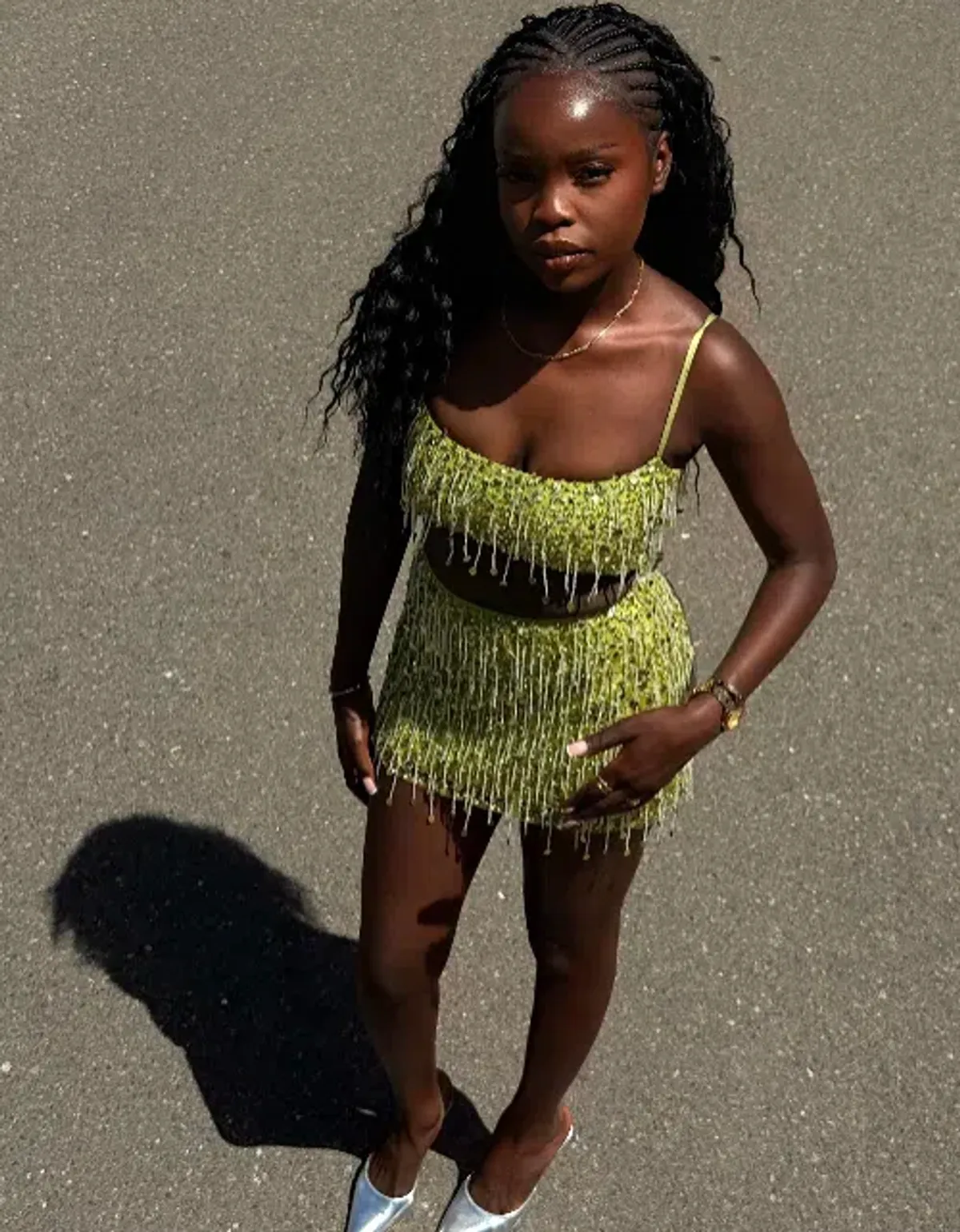 Yasmin Hand Beaded Set Chartreuse Green - Image 2