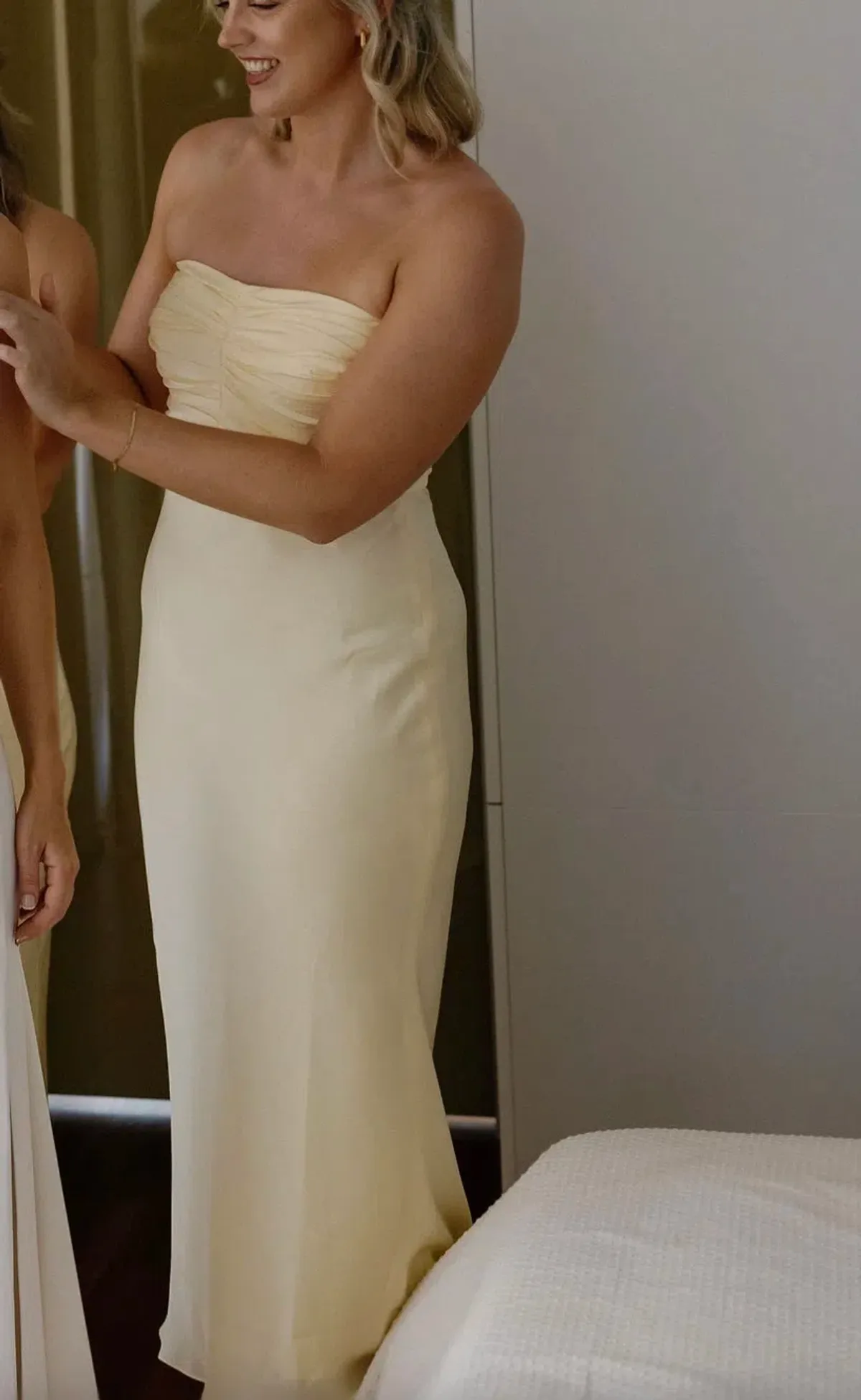 Shona Joy Luxe Strapless Ruched Bodice Midi Dress  - Image 1