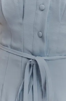 MESHKI Aysha Buttoned Linen Midi Dress - Cornflower Blue - SIZE SMALL for rent on The Volte - image 3