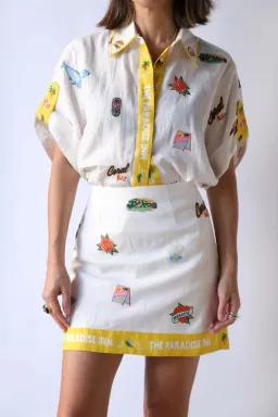 ALEMAIS Blue Marlin Embroidered Shirt & Skirt Set Size 10 AU for rent on The Volte - image 12