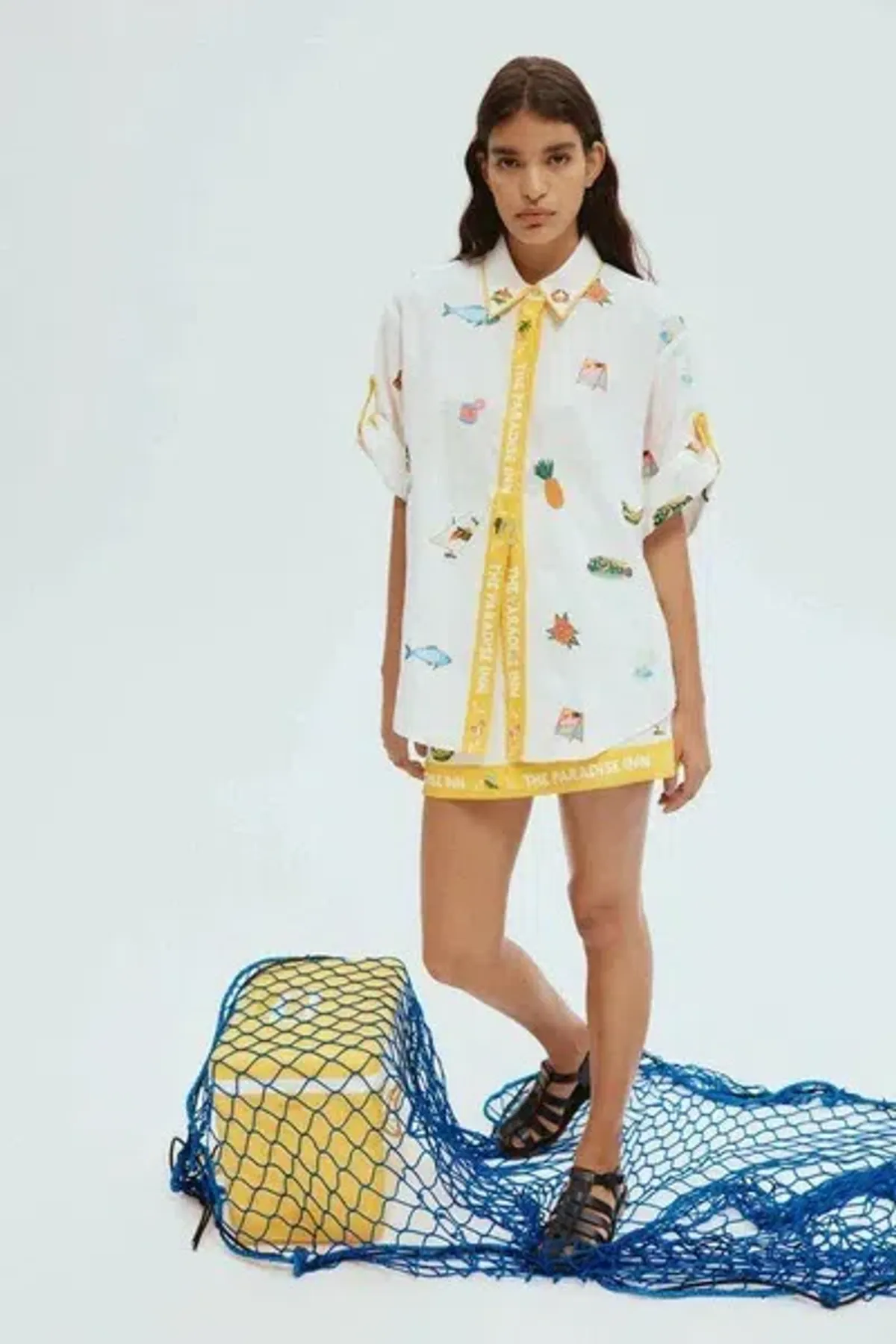 ALEMAIS Blue Marlin Embroidered Shirt & Skirt Set Size 10 AU - Image 9