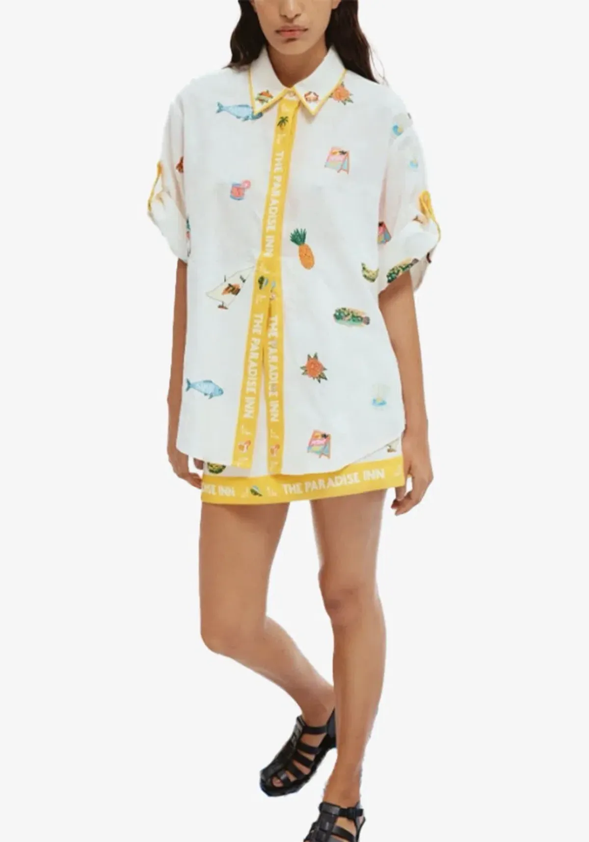 ALEMAIS Blue Marlin Embroidered Shirt & Skirt Set Size 10 AU - Image 5