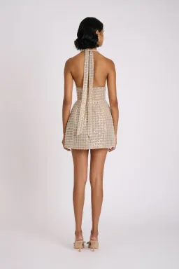 Eliya the Label Roberta Mini Dress Embellished Tan Size XS for rent on The Volte - image 2