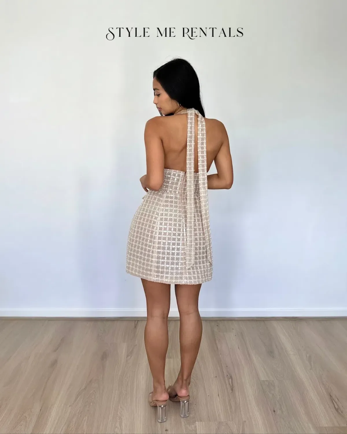 Eliya the Label Roberta Mini Dress Embellished Tan Size XS - Image 4