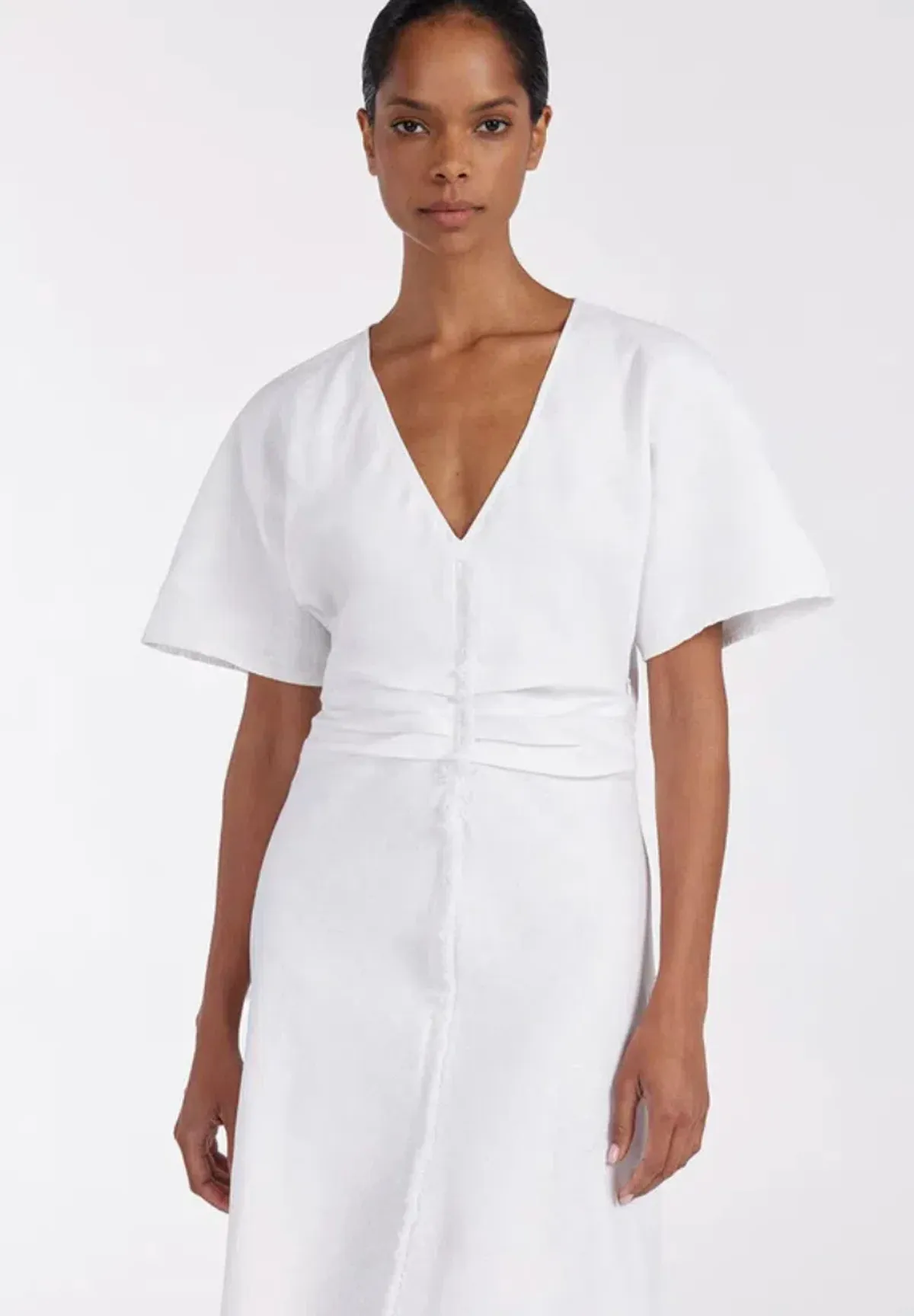ZAHARA WHITE FRINGED MIDI DRESS - Image 1