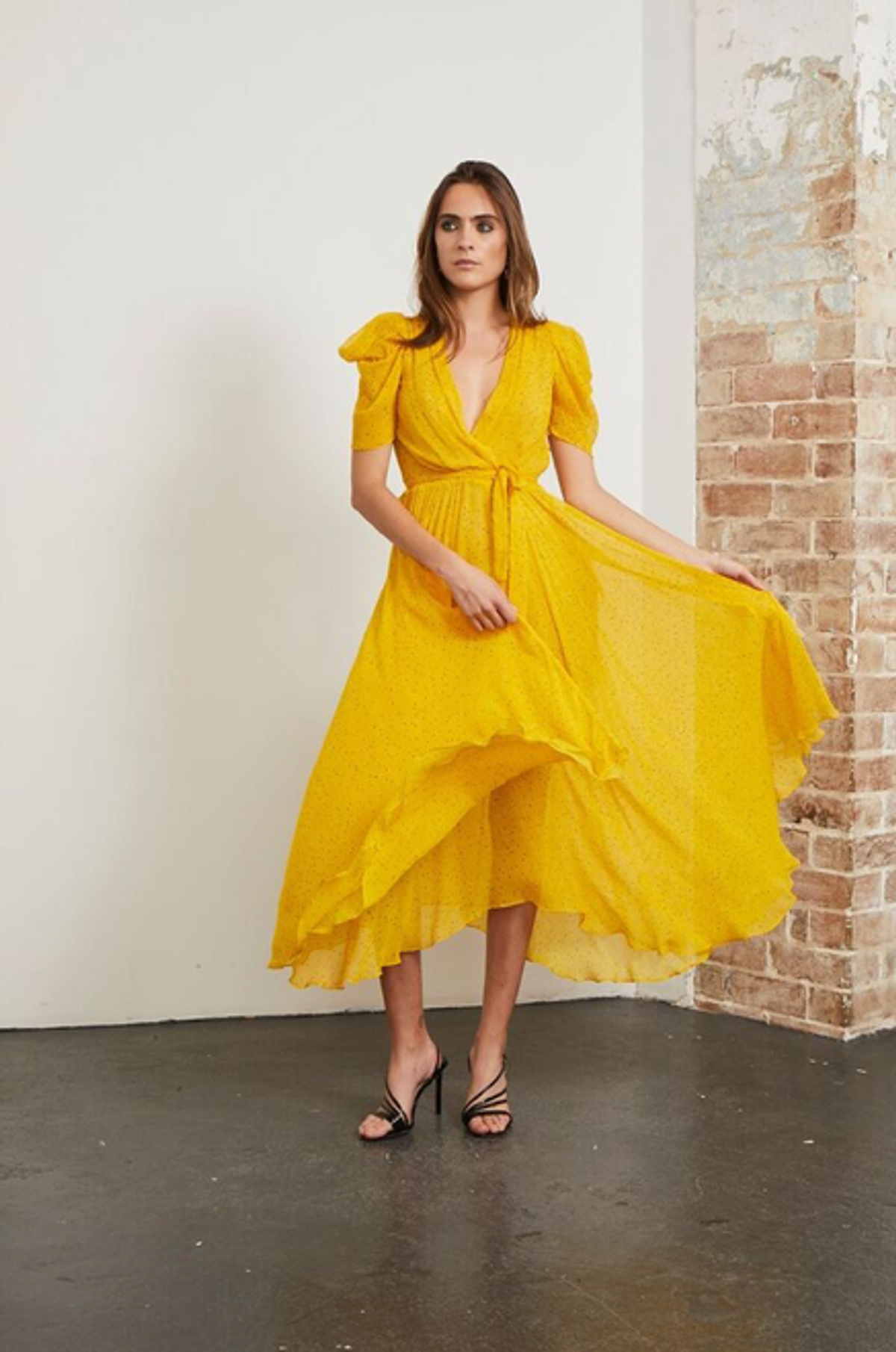 Bec & Bridge Hibiscus Golden Midi Dress Yellow Size 8 - Image 2