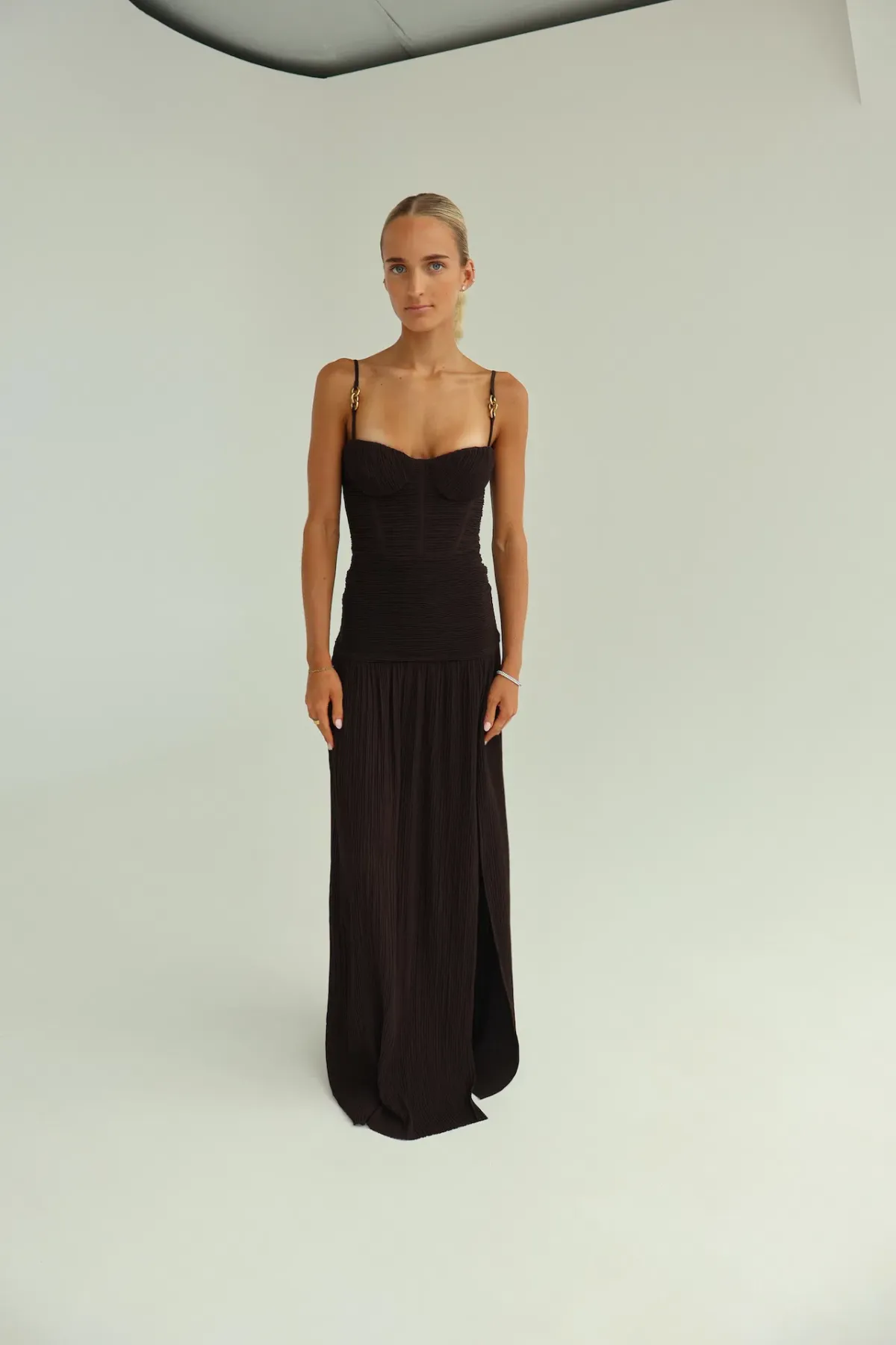 Manning Cartell Double Time Pleat Maxi Dress Dark Chocolate Size 6 - Image 5