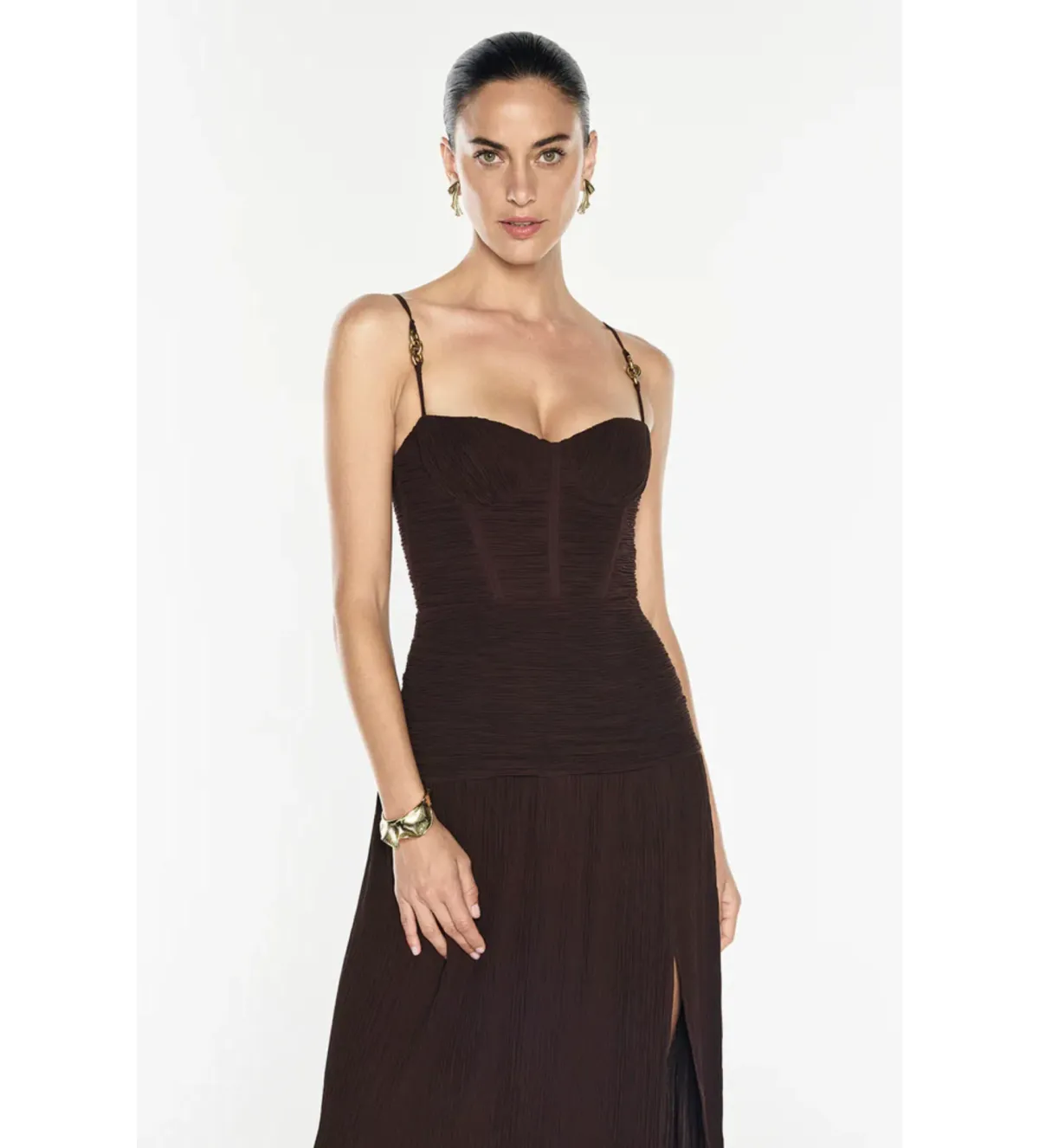 Manning Cartell Double Time Pleat Maxi Dress Dark Chocolate Size 8 - Image 2