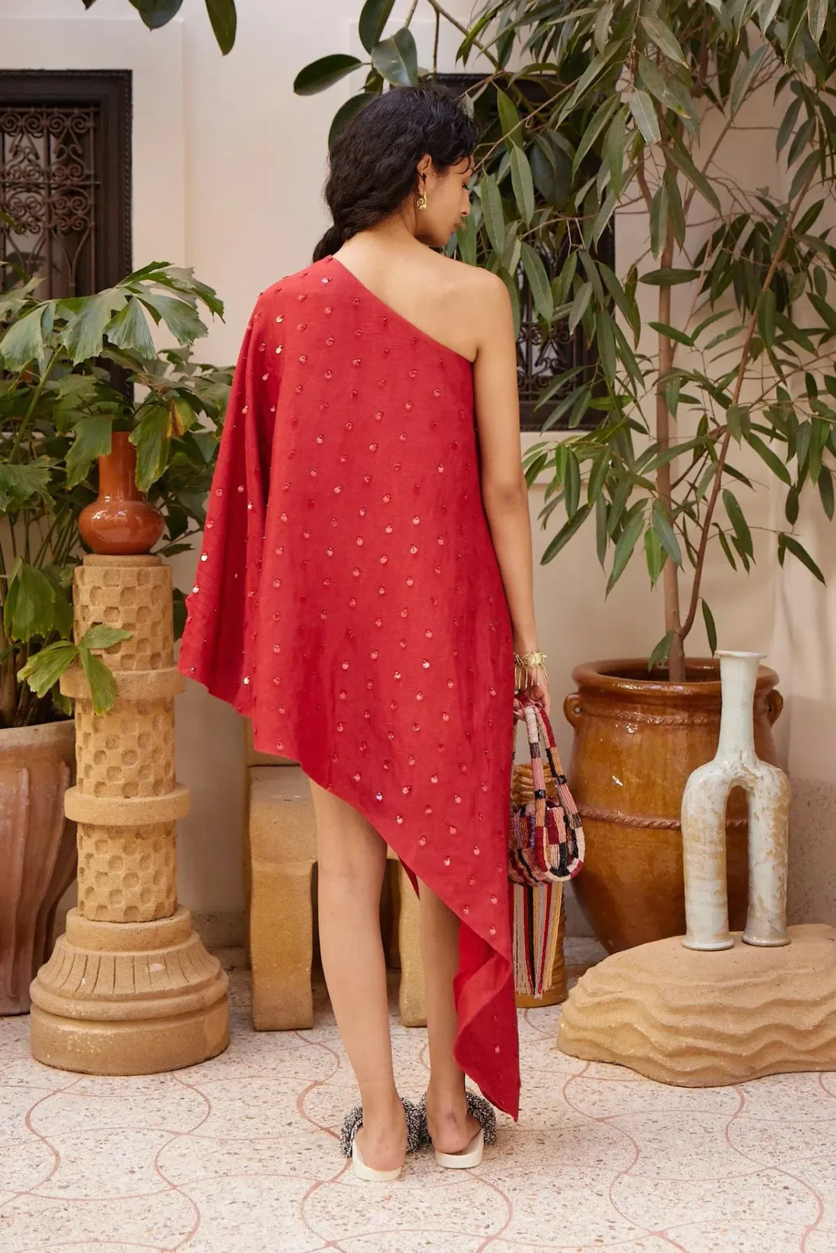 Alemais Scarlet Embellished Asymmetric Mini Gown Red Size 8 - Image 3