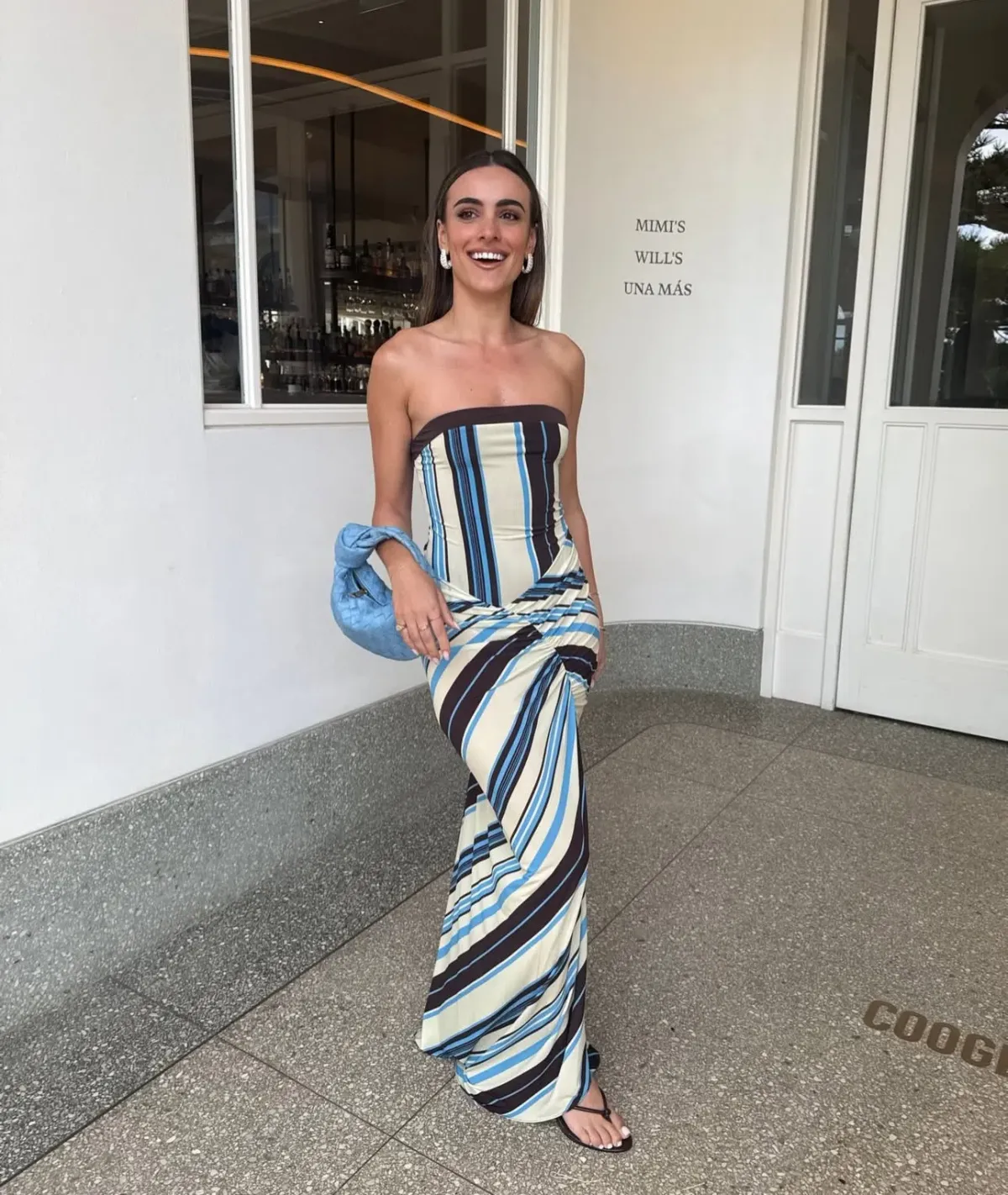 Benni Rumi Strapless Maxi Dress size 14 Ocean Stripe - Image 1