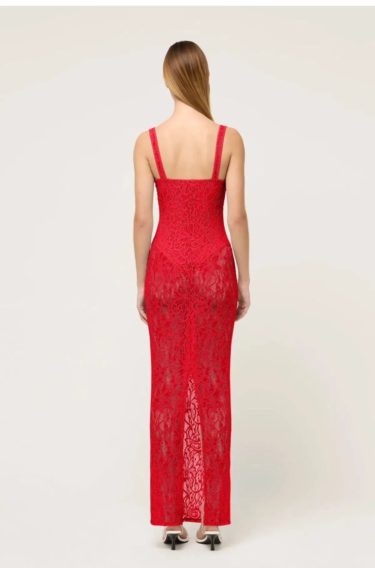 Michael Lo Sordo Halle Lace Midi Dress in Red Size 10 - Image 3