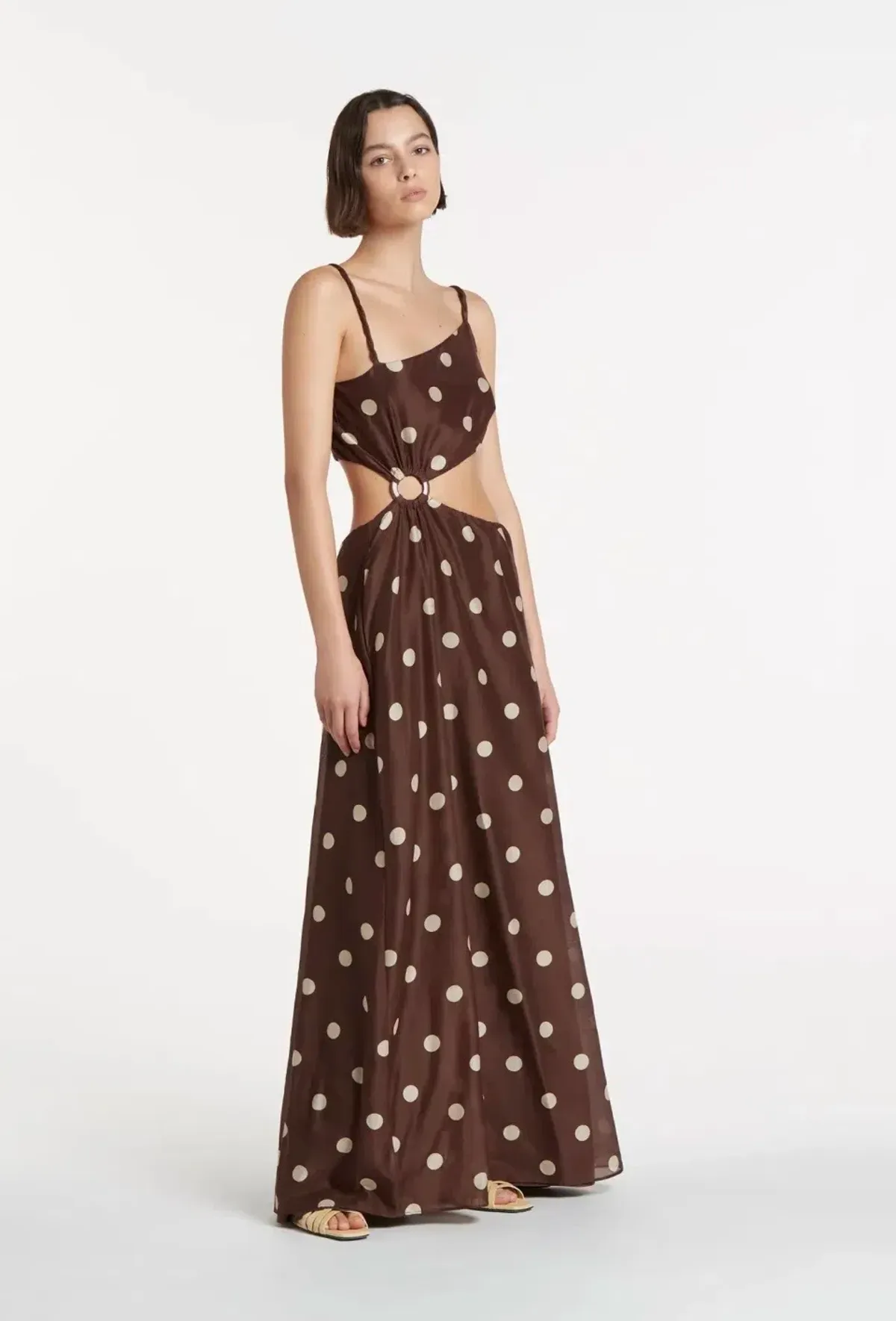 SIR Vivi Asymmetrical Cut Out Maxi Dress In Marlon Polka Dot Size 0 - Image 1