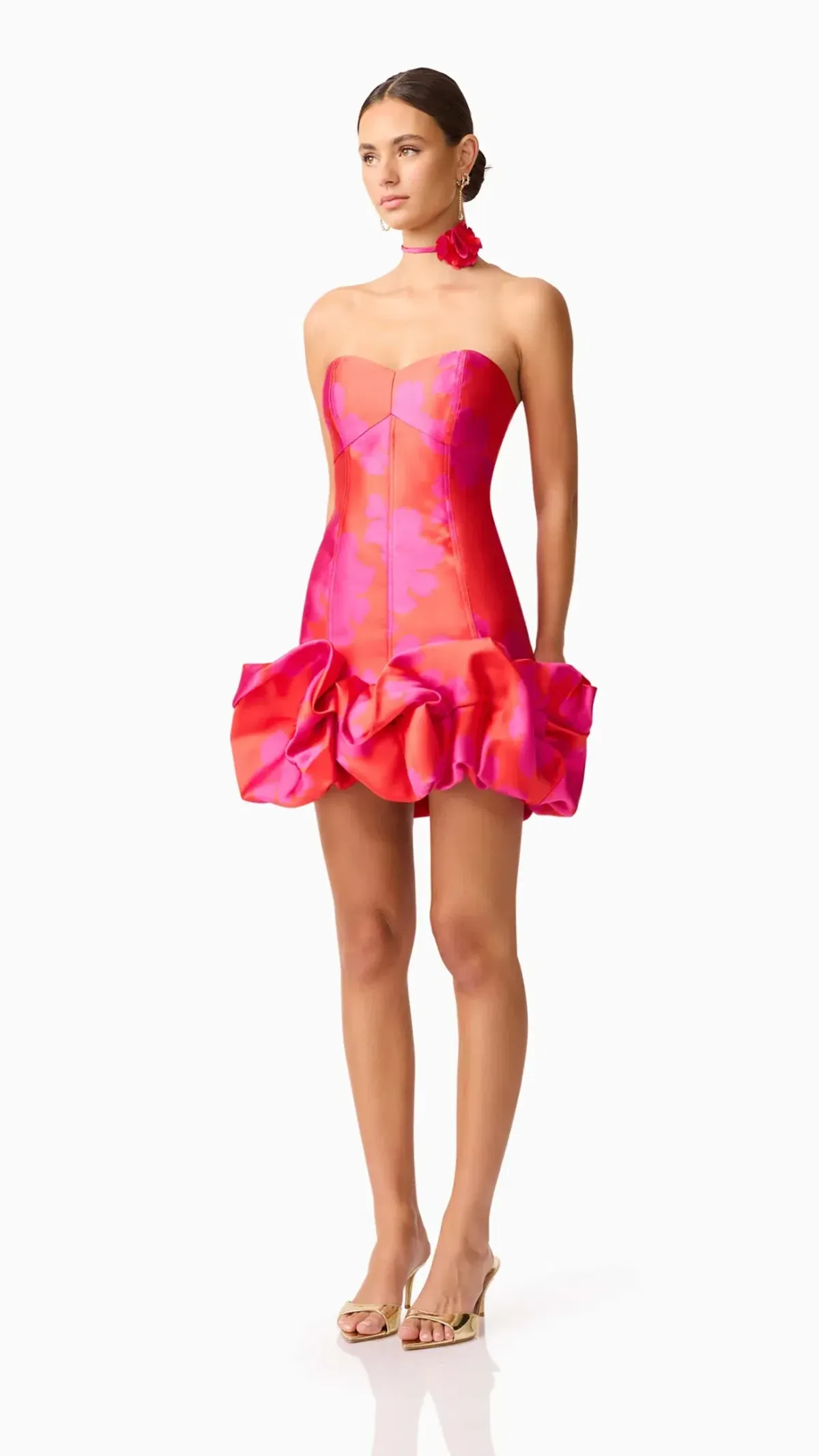Elliatt Eloise Strapless Mini Dress in Pink and Red Size M (10) - Image 2