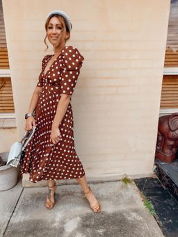 By Johnny Tessa Spot Tie-Back Pleated Midi Dress Size 10 for rent on The Volte - image 3