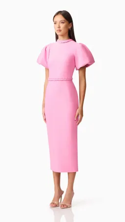 Elliatt Coarlene Puff Sleeve Midi Dress in Pink Size 12 for rent on The Volte - image 2