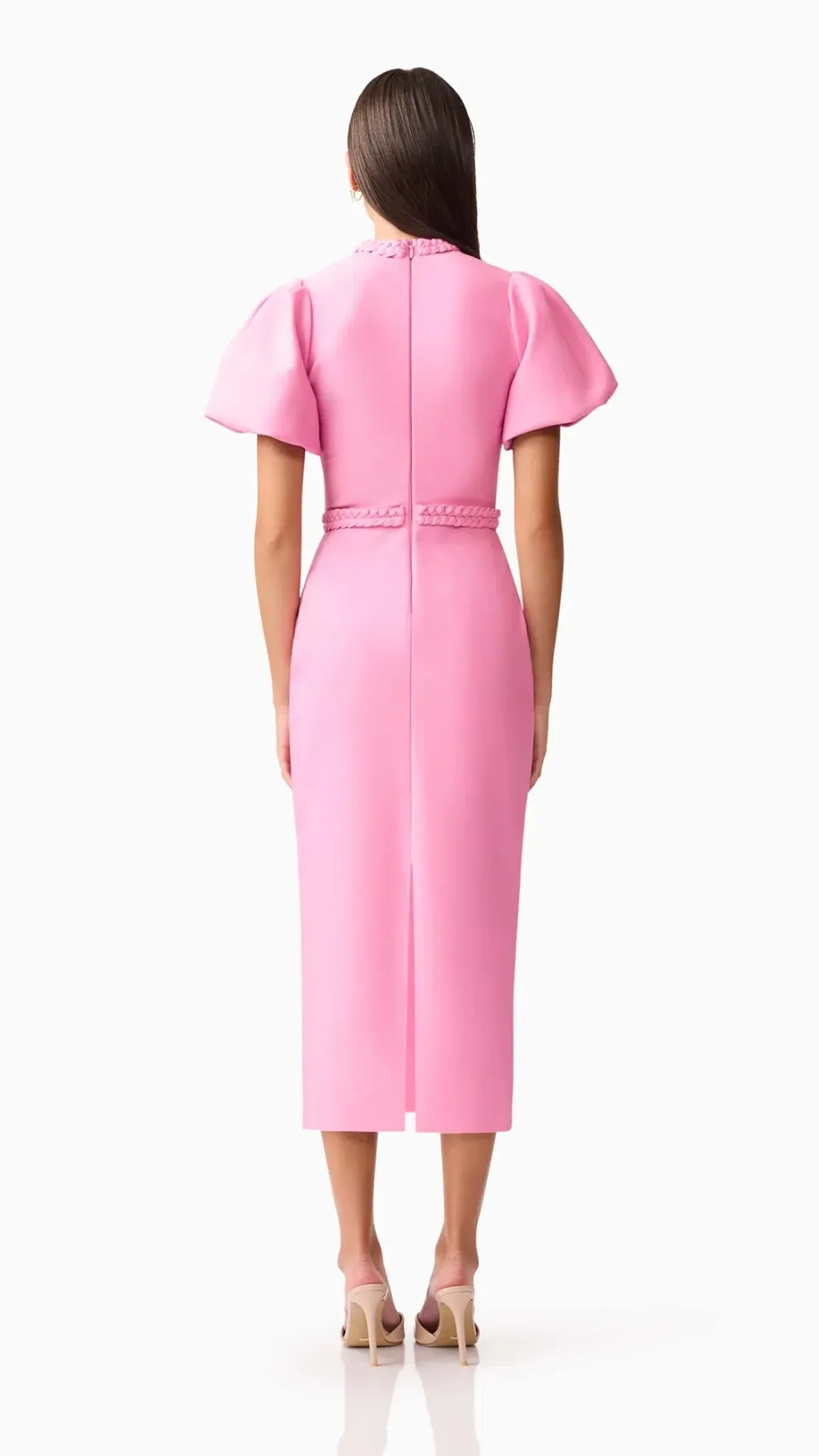 Elliatt Coarlene Puff Sleeve Midi Dress in Pink Size 12 - Image 3