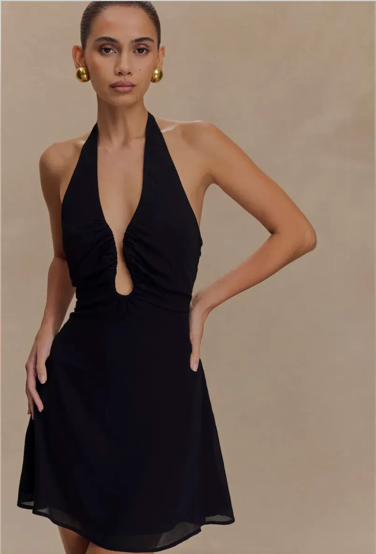 Meshki Chiffon Halter Mini Dress Size Small - Image 3