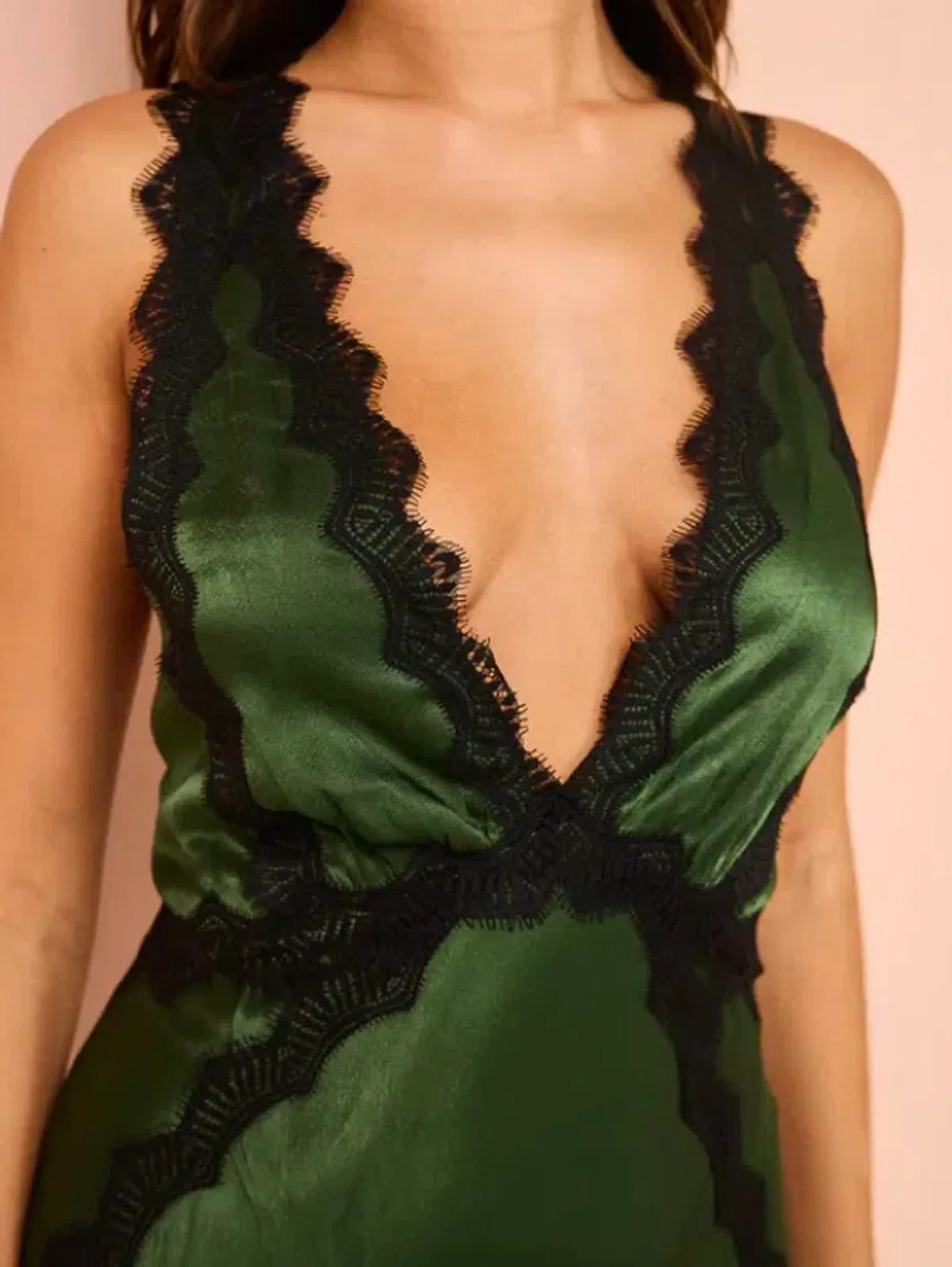 Shona Joy Camille Cross Back Mini Dress in Fern & Black size 8 - Image 3