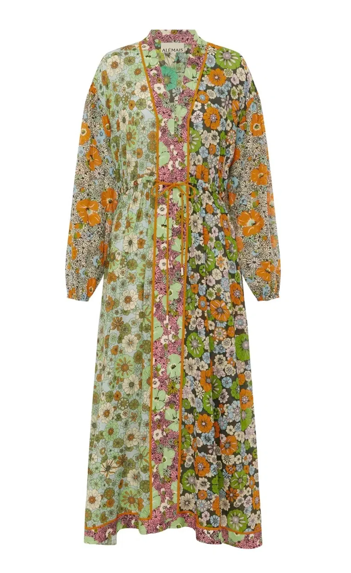 Alemais Orange Blossom Spliced Midi Dress Size 12 - Image 5