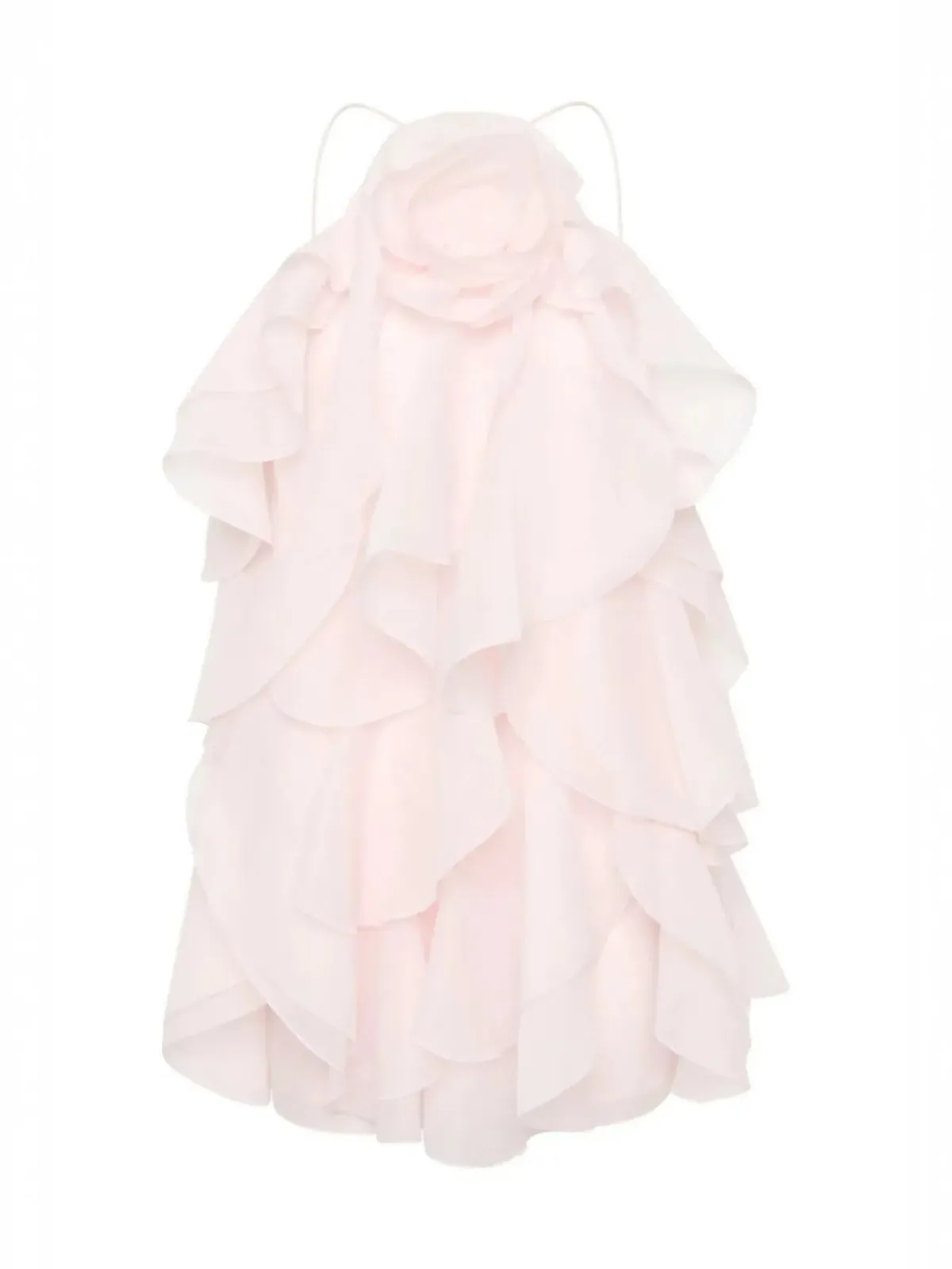 Aje Pandorea Mini Dress Size 14 Pastel Pink Layered Ruffle Strappy - Image 2