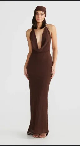 Melani the label Lopez gown chocolate size Large for rent on The Volte - image 1