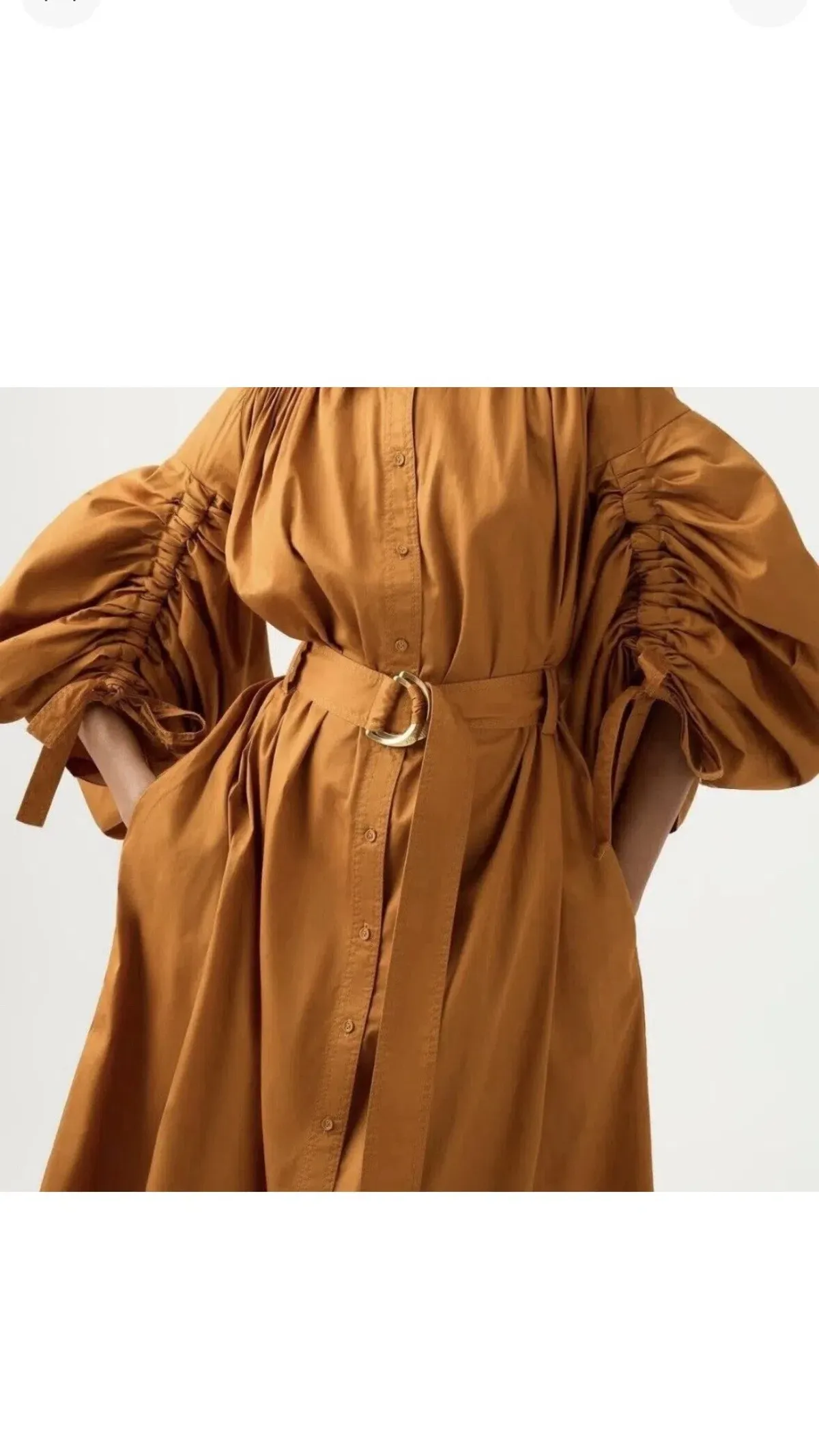 Aje Utopia Drawstring Midi Dress Chestnut Brown Size 10 / M - Image 2