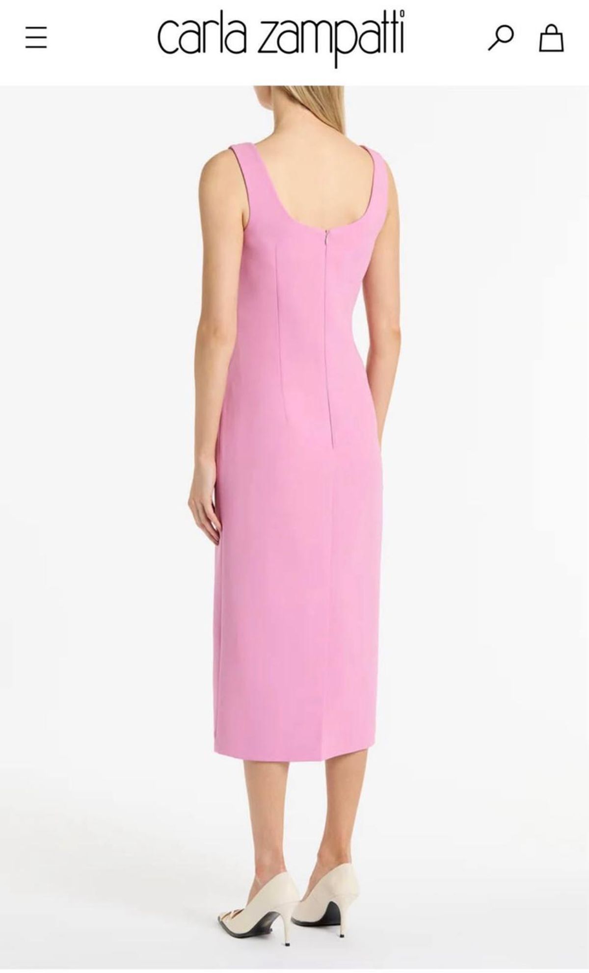 Carla Zampatti Zinnia Crepe square neck pink dress size 12 - Image 3