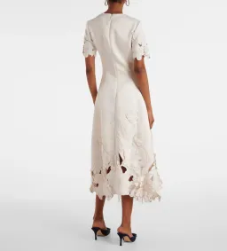 Leo Lin Caroline Applique Short Sleeve Midi Dress Ivory Size 10 for rent on The Volte - image 1