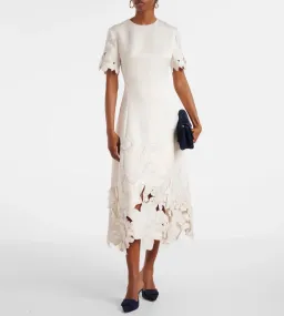 Leo Lin Caroline Applique Short Sleeve Midi Dress Ivory Size 10 for rent on The Volte - image 3