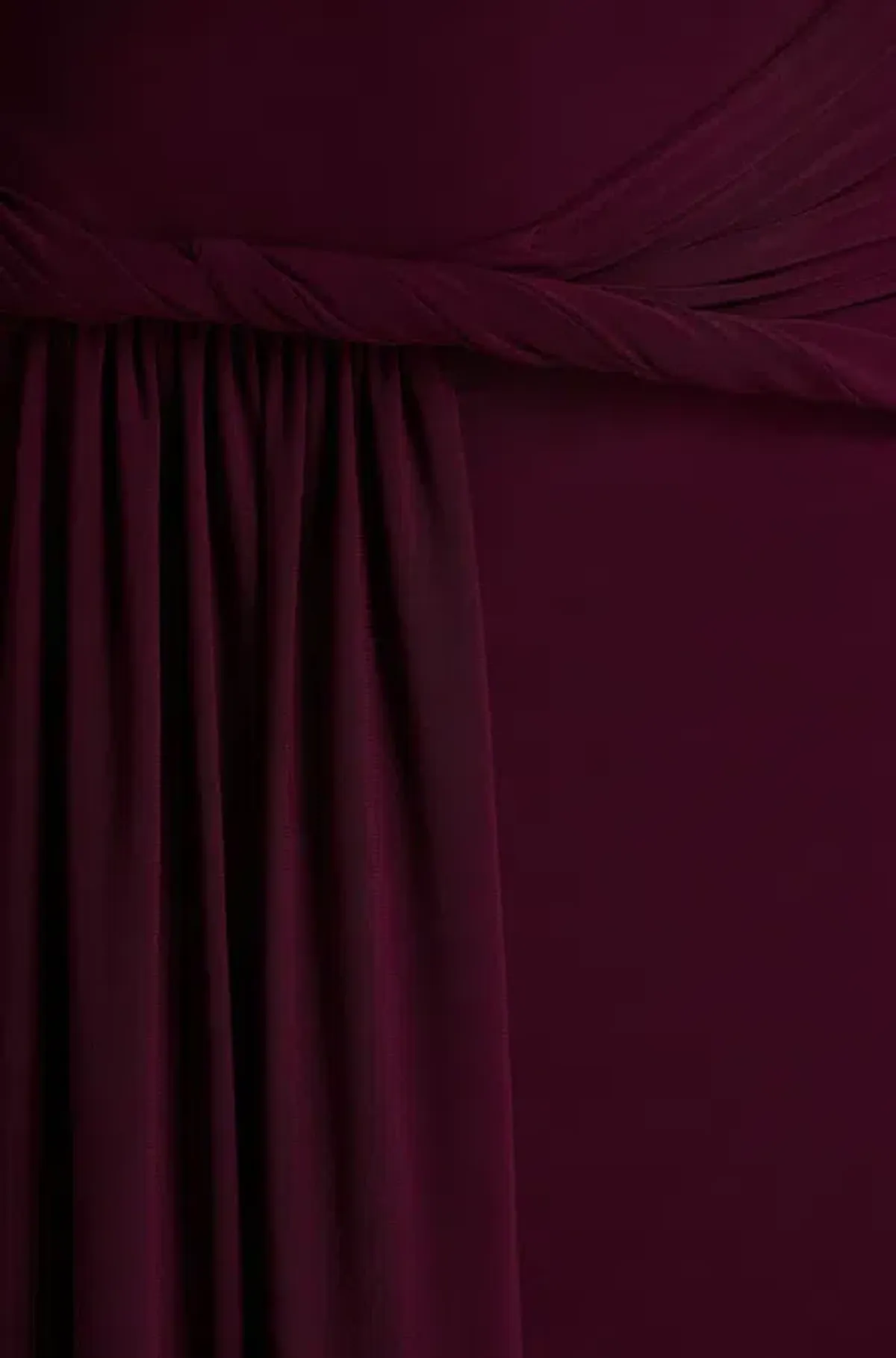 Club L London Tulisa Burgundy Asymmetric-Neck Maxi Dress With Twist Sleeves And Ruched Detailing Size 10 - Image 5