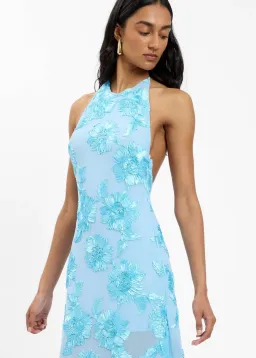 With Harper Lu Embellished Backless Maxi Dress in Blue Size S for rent on The Volte - image 2