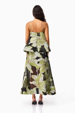 Elliatt Elysia Tiered Gown in Black/Green Floral / Size 14 for rent on The Volte - image 2