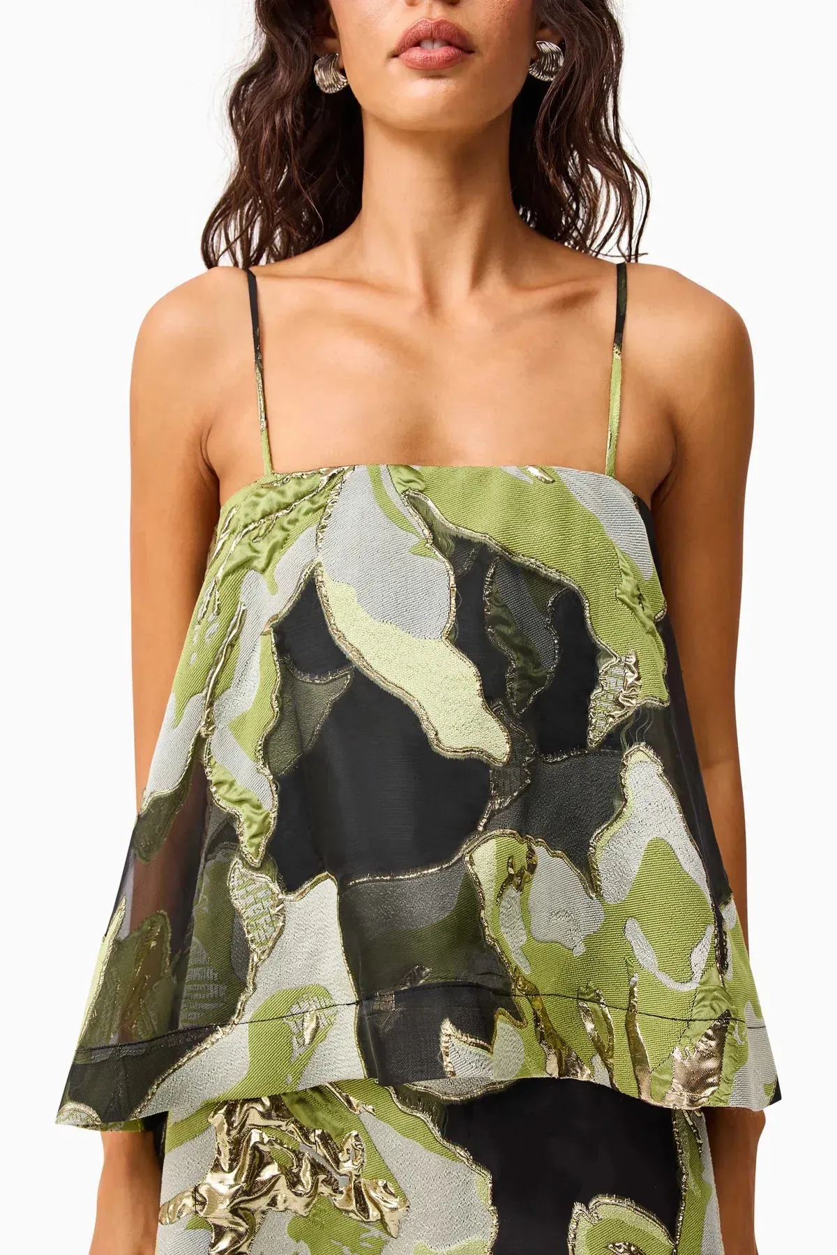 Elliatt Elysia Tiered Gown in Black/Green Floral / Size 14 - Image 3