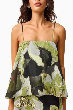 Elliatt Elysia Tiered Gown in Black/Green Floral / Size 14 for rent on The Volte - image 3