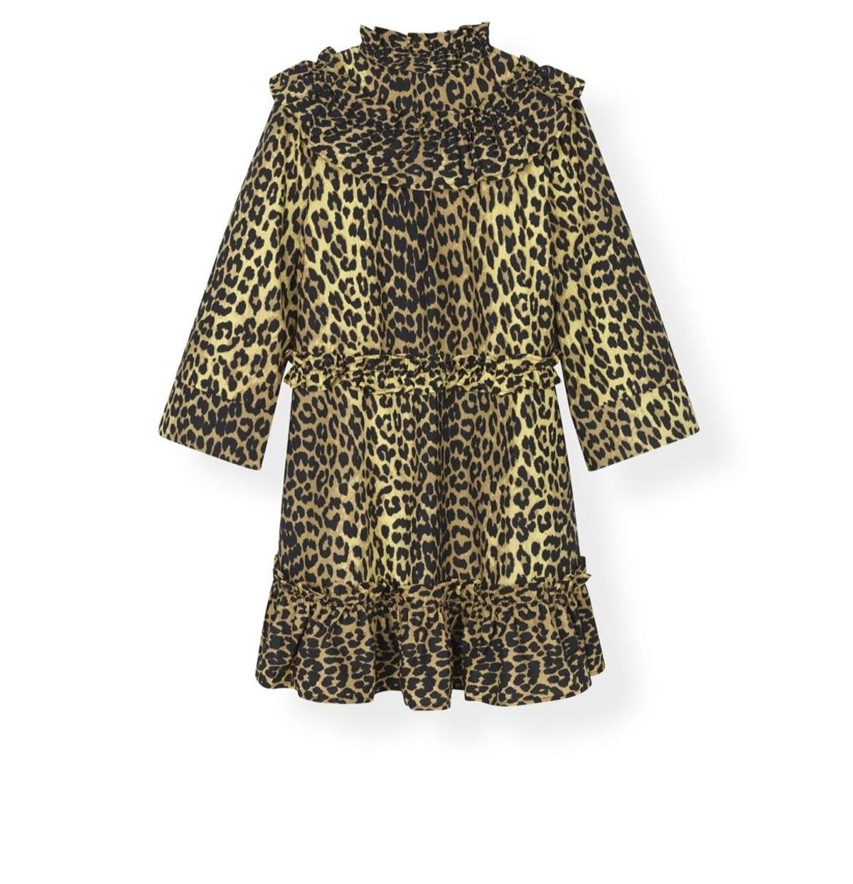 Ganni Bijou Ruffle Mini Dress in Minion Yellow - Image 2