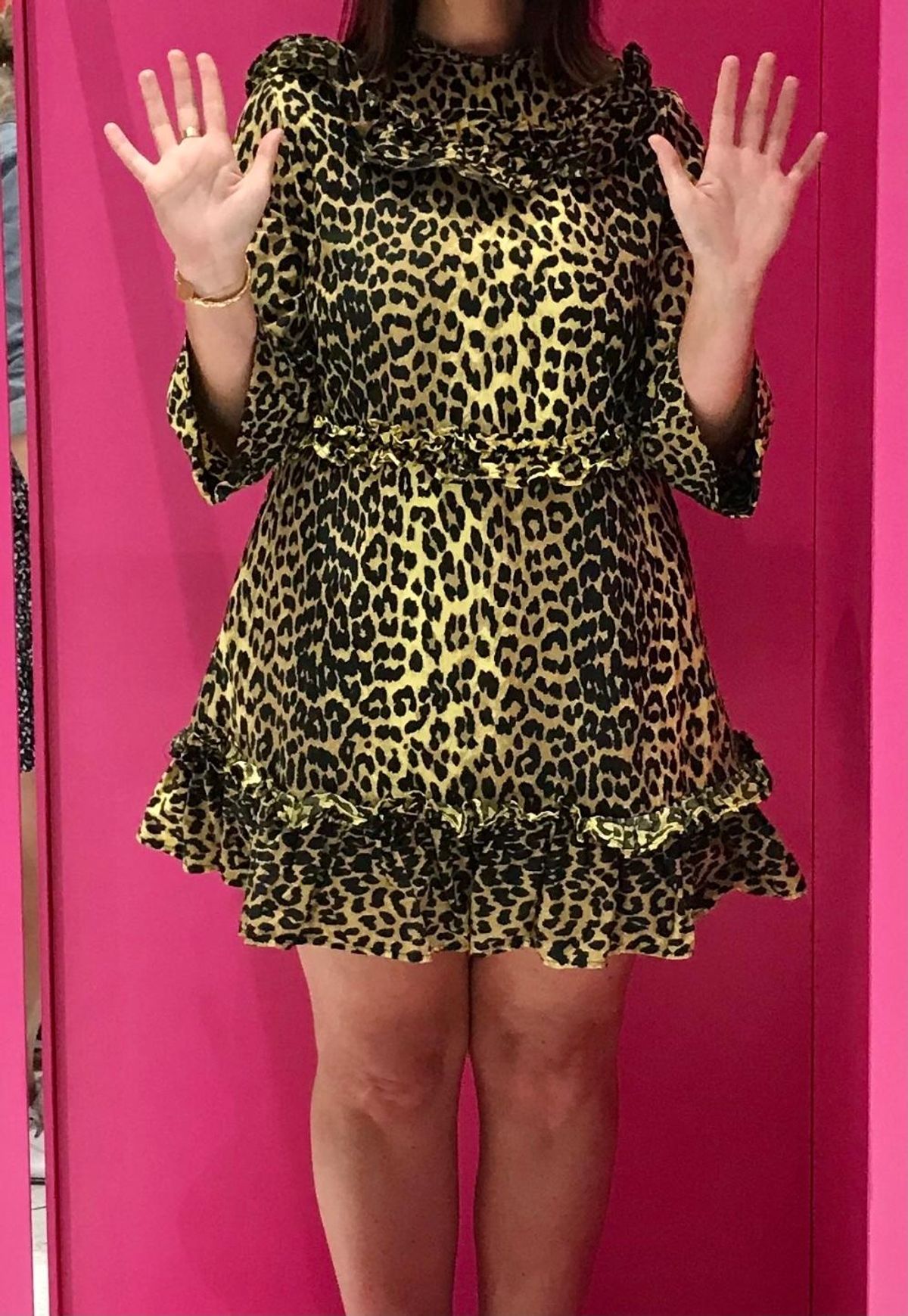 Ganni Bijou Ruffle Mini Dress in Minion Yellow - Image 4