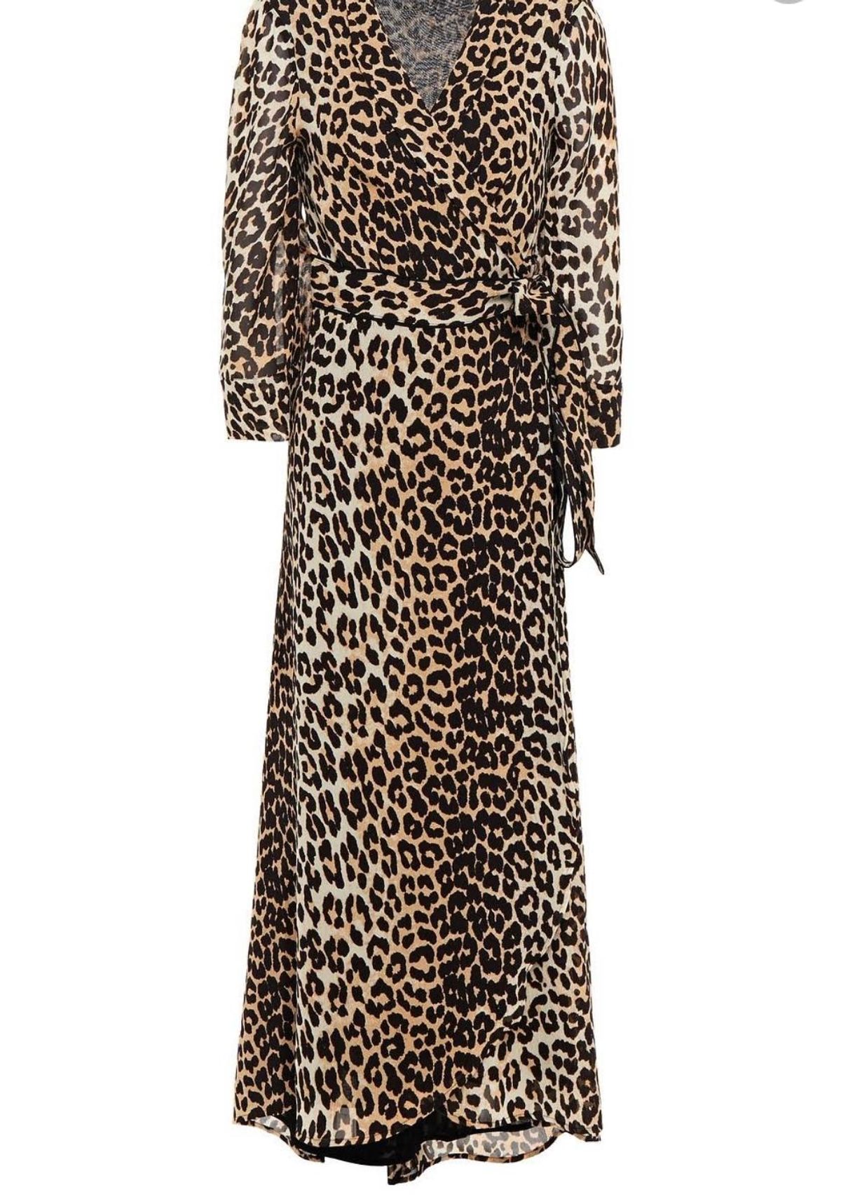 Ganni Leopard georgette wrap dress - Image 3
