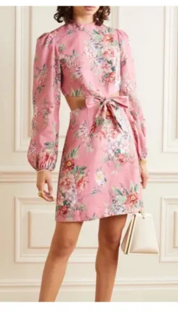 Zimmermann Bellitude Bow Front Dress Pink Floral Size 2 / AU 12 for rent on The Volte - image 1