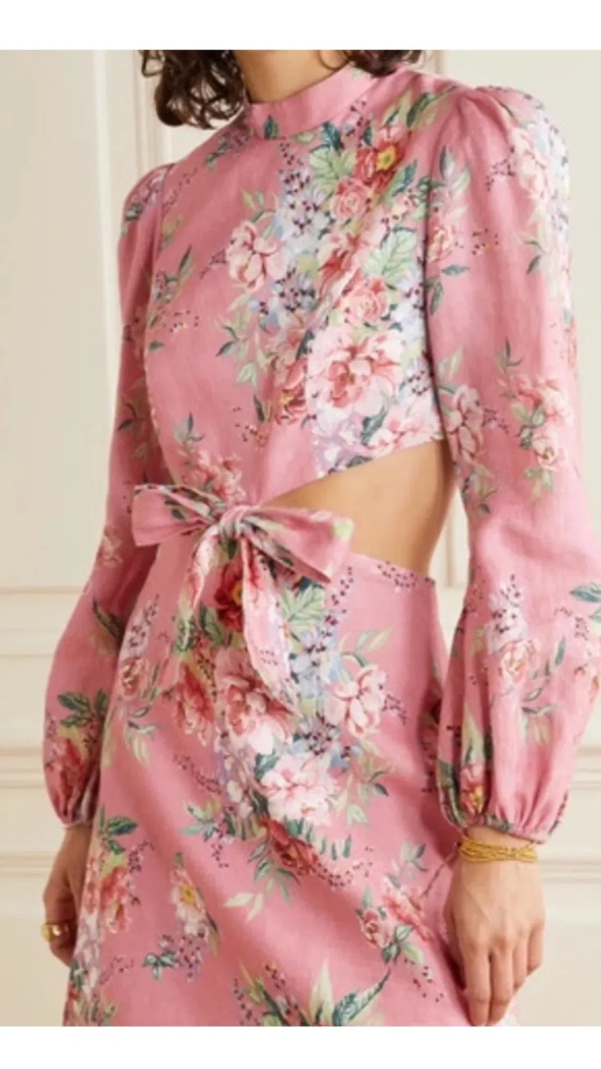 Zimmermann Bellitude Bow Front Dress Pink Floral Size 2 / AU 12 - Image 2