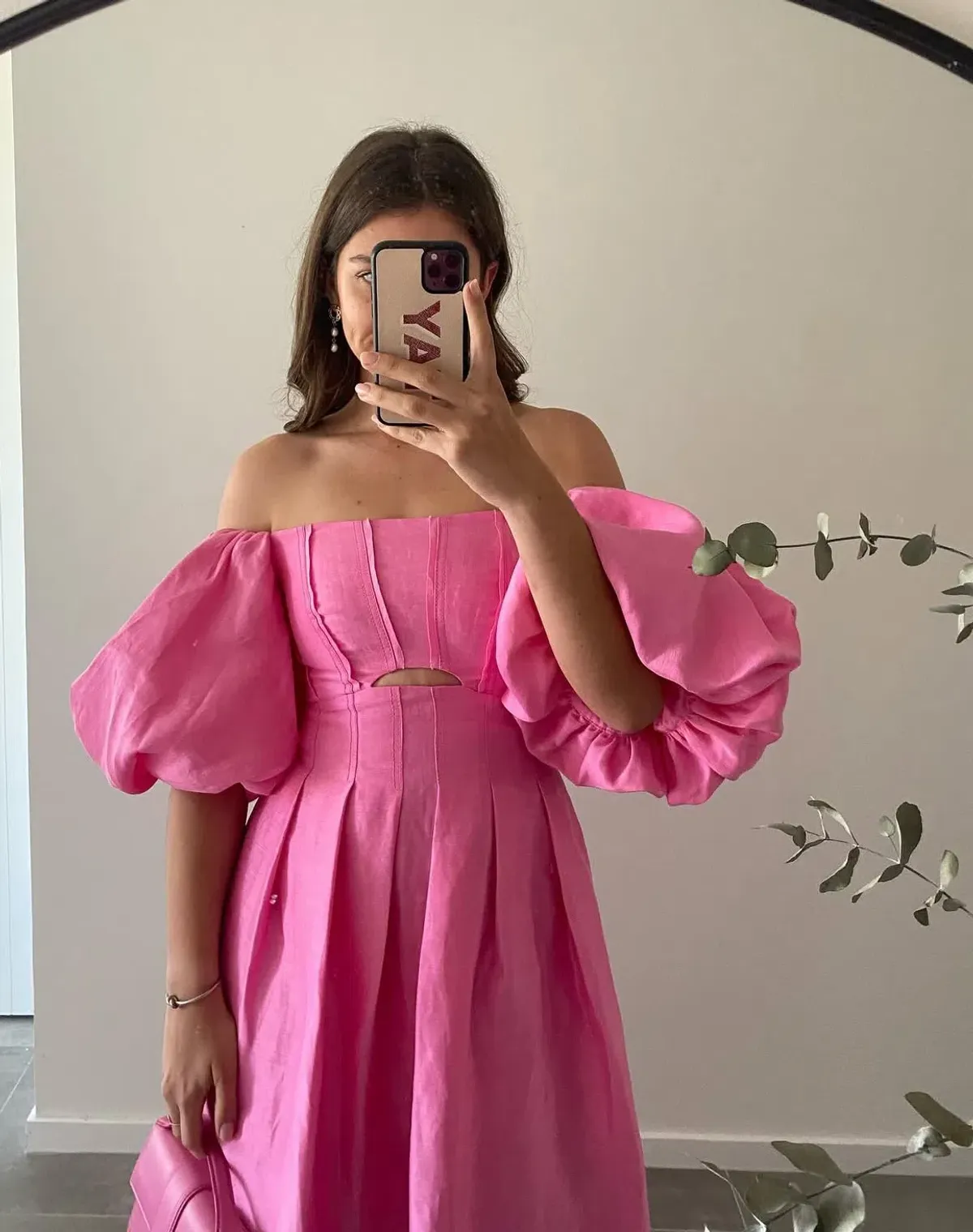 Aje Eugenie Off Shoulder Midi Dress size 8 pink  - Image 3