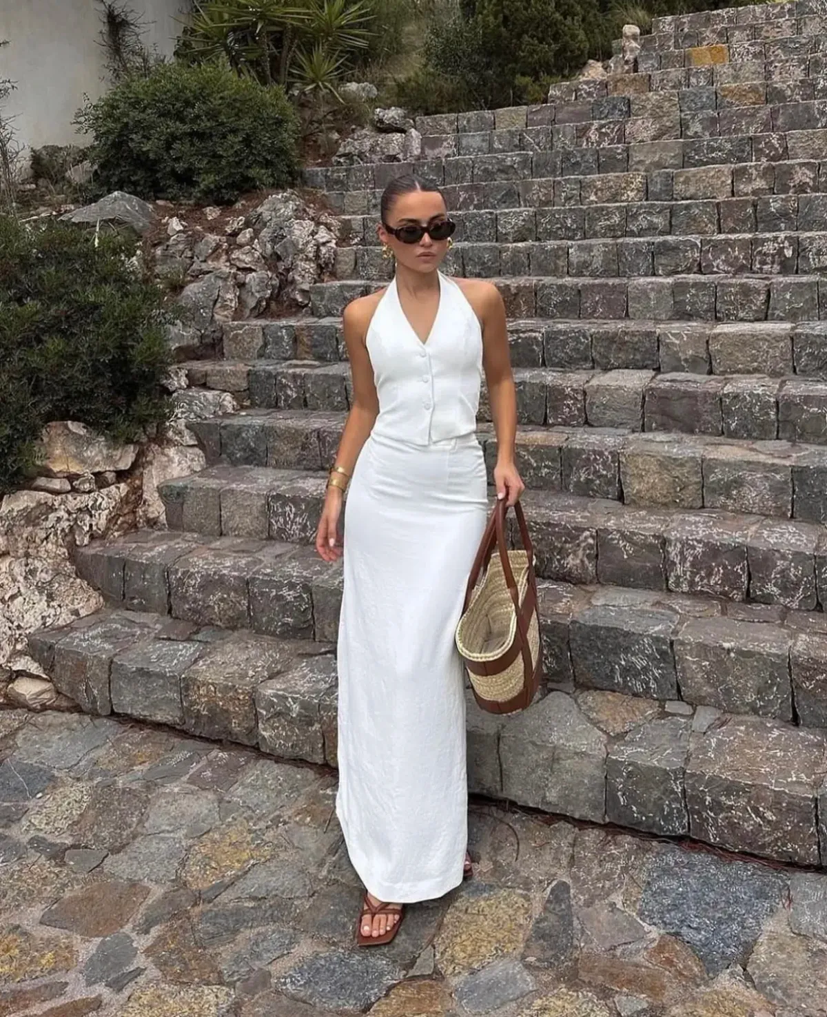 OYSTER VEST & SKIRT SET | WHITE - Image 1