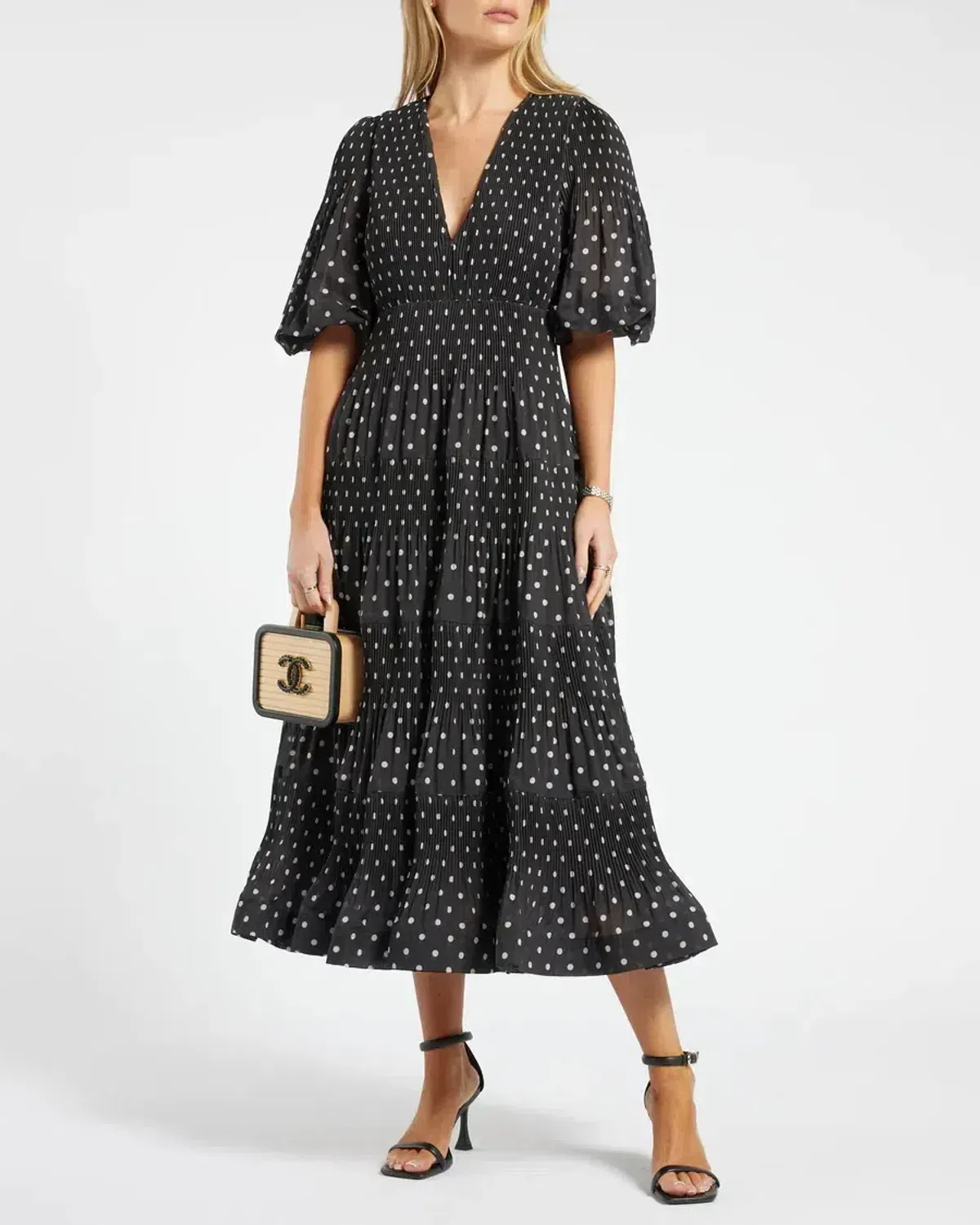 Zimmermann Puff-sleeve Polka-dot Voile Midi Dress Black Size AU 12 (Zimmermann size 2) - Image 2