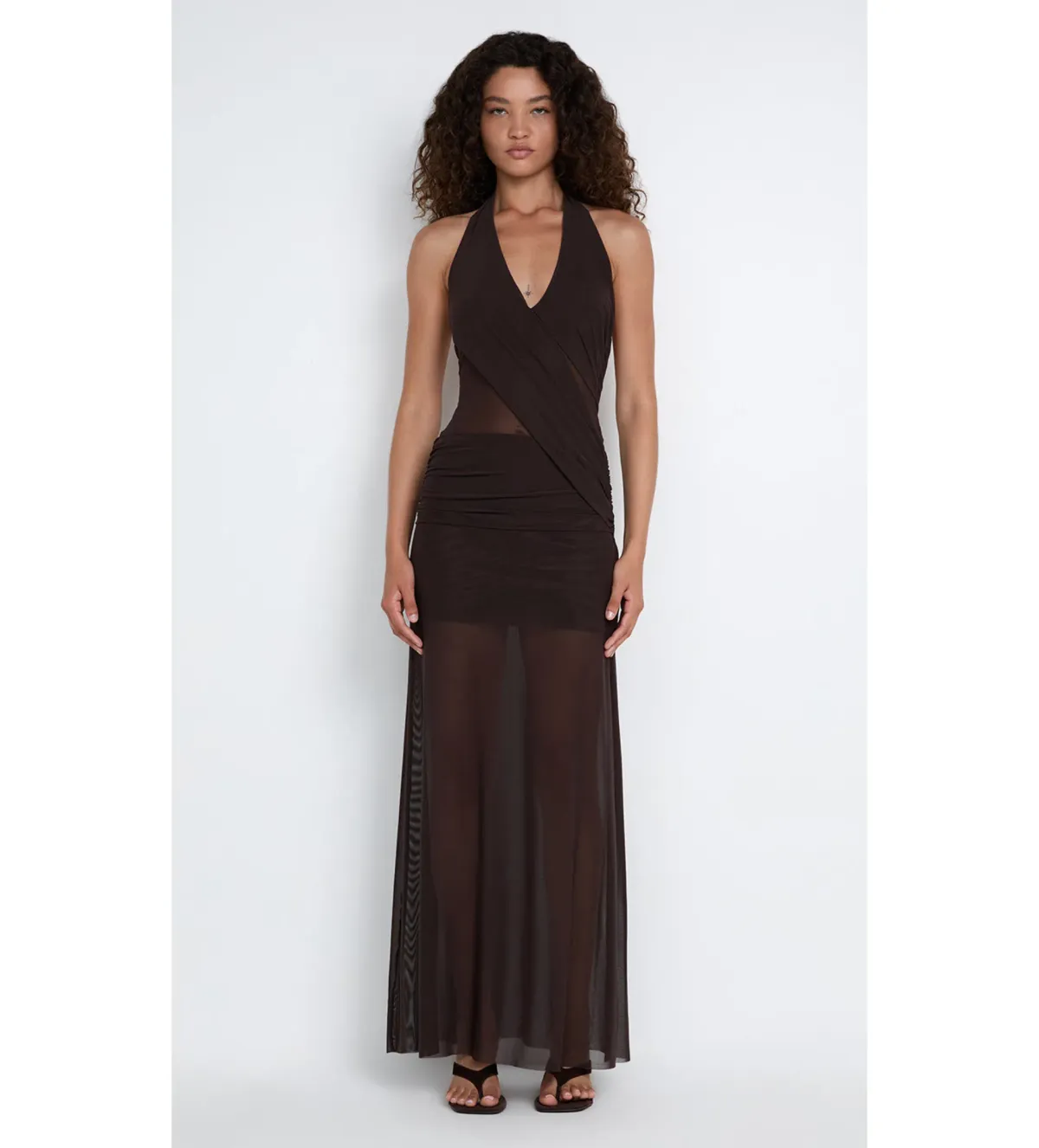 Bec & Bridge Deija Halter Maxi Dress Dark Chocolate Size 8 - Image 1