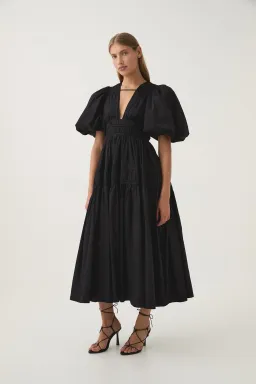 Aje Fallingwater Midi Dress Black Size 8  for rent on The Volte - image 4