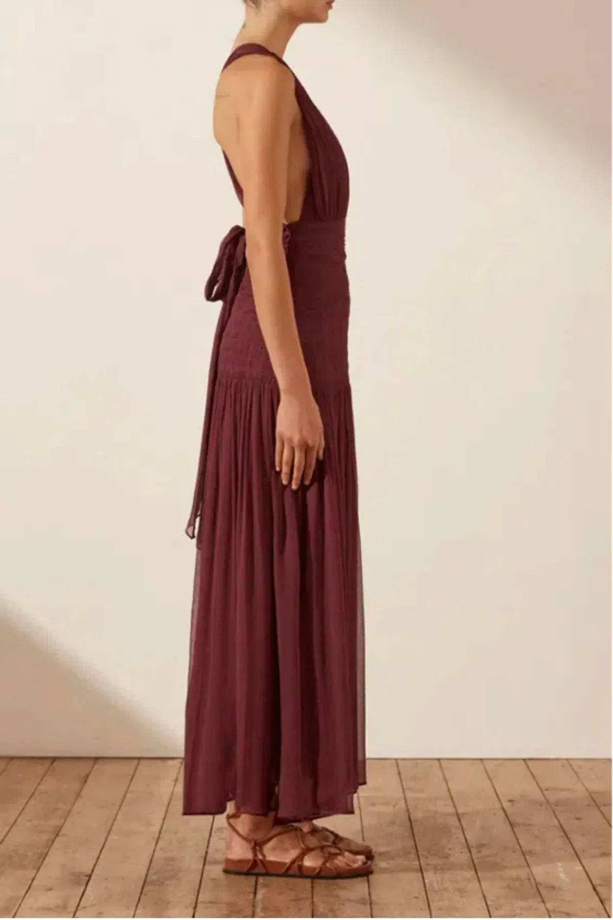 Shona Joy Marquis Plunged Tie Back Midi Dress - Image 3